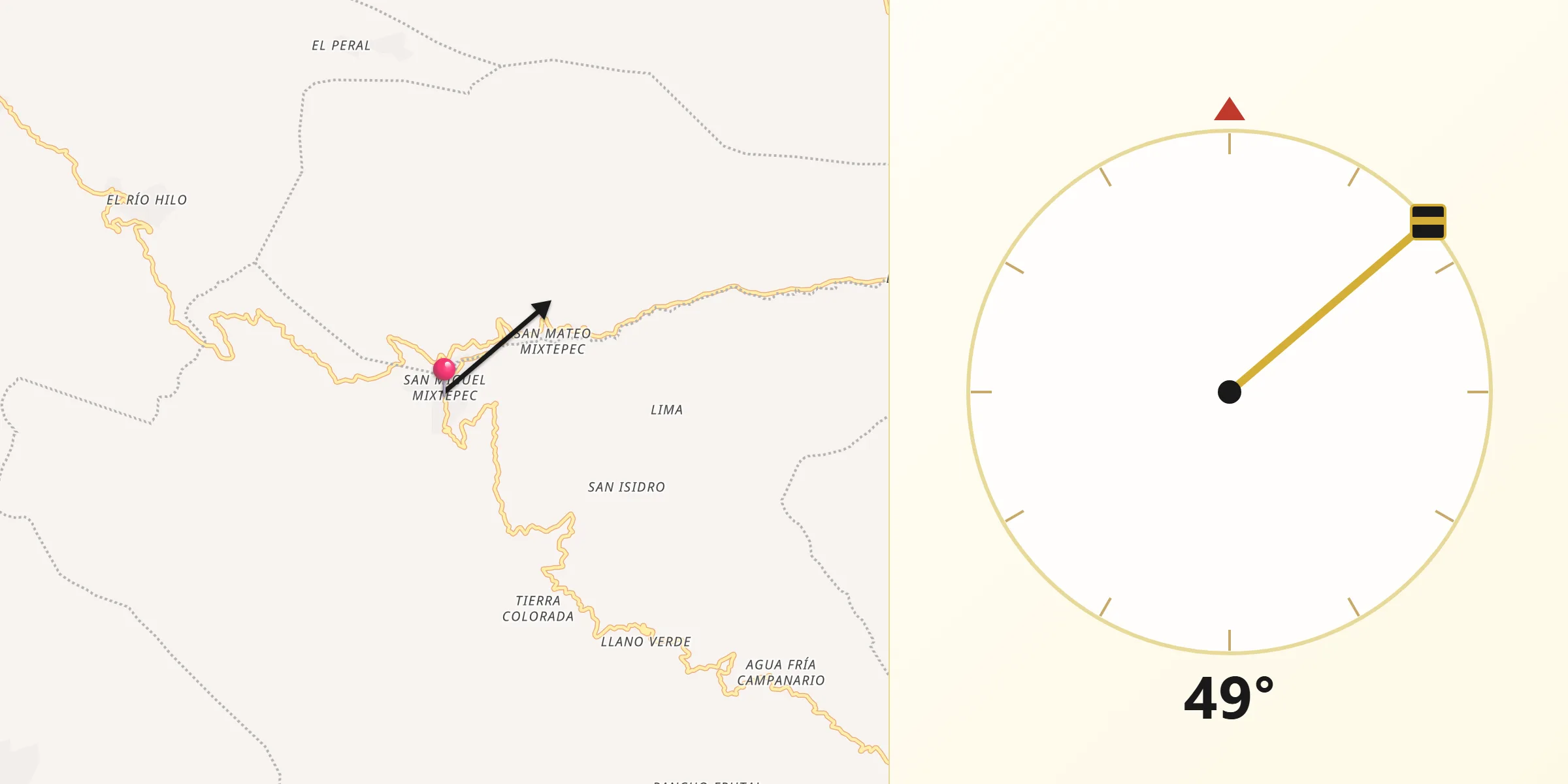 Dirección de la Qibla desde San Miguel Mixtepec
