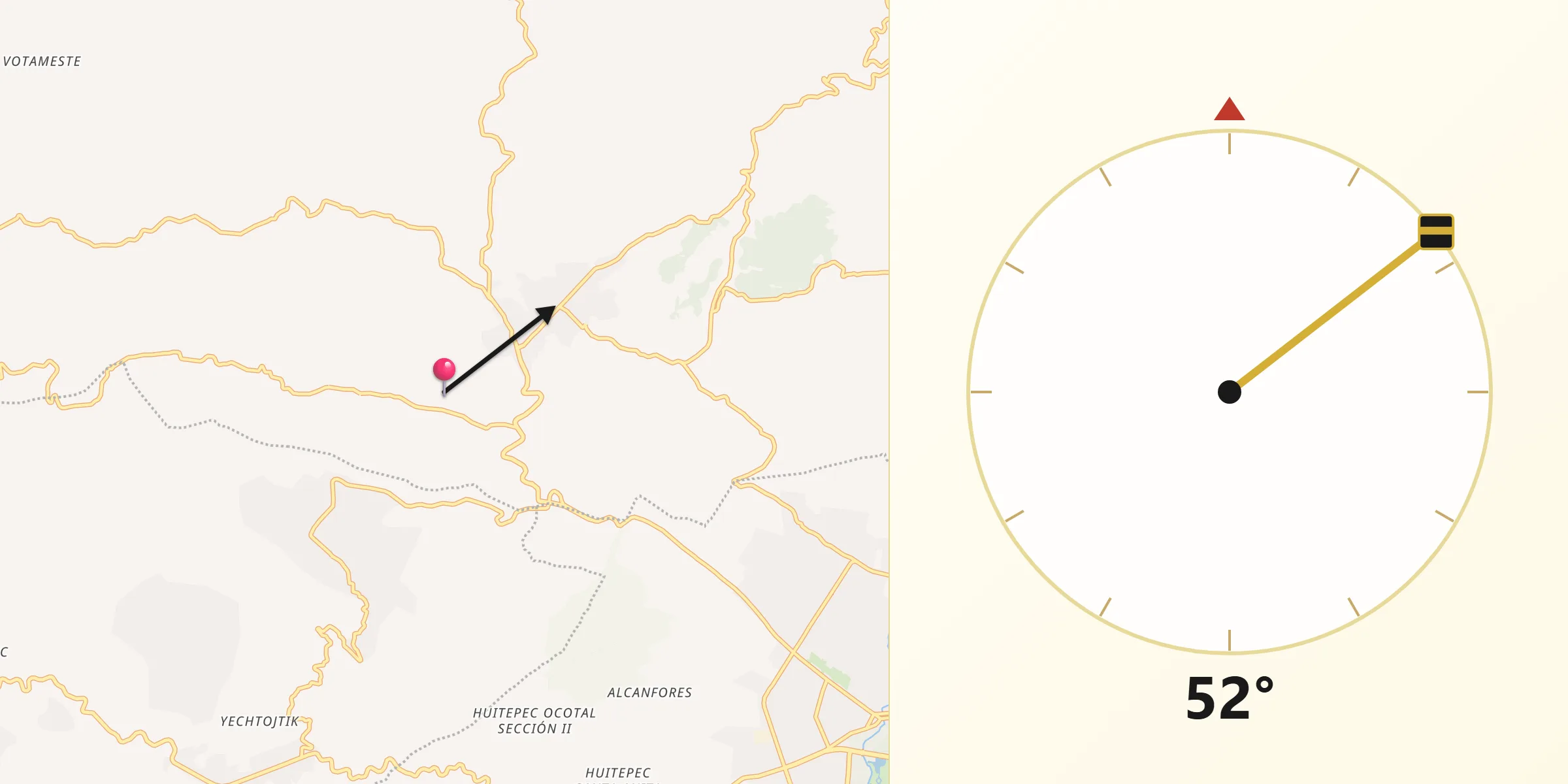 Dirección de la Qibla desde Cuchulumtic