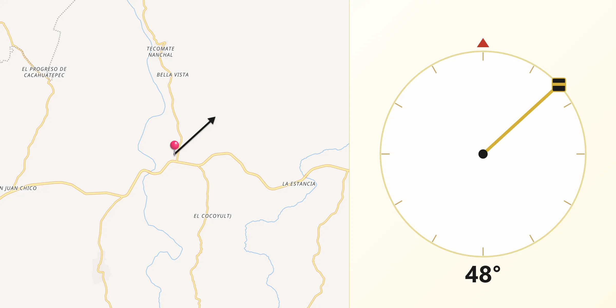 Dirección de la Qibla desde El Cortés