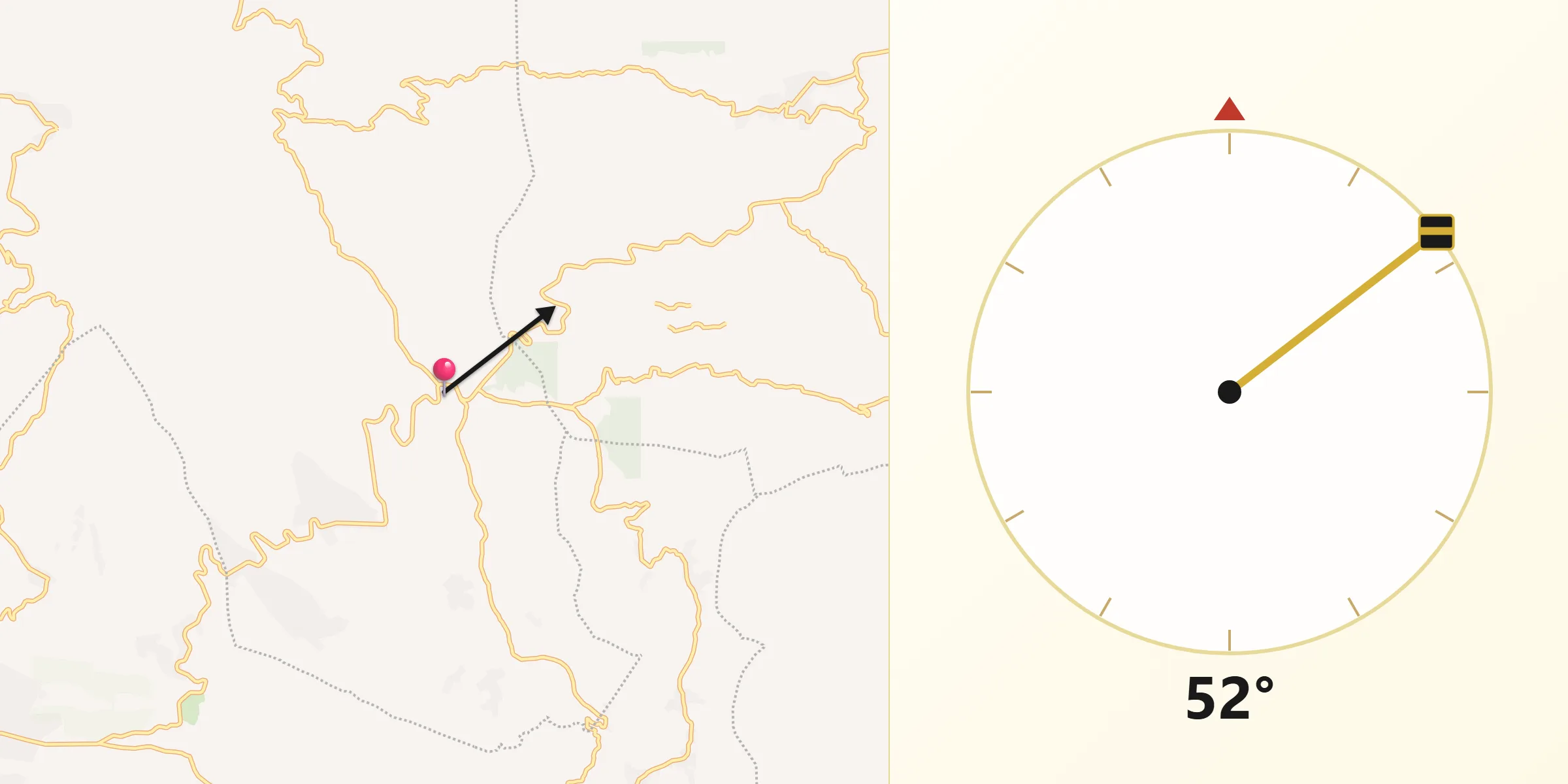 Dirección de la Qibla desde Las Ollas