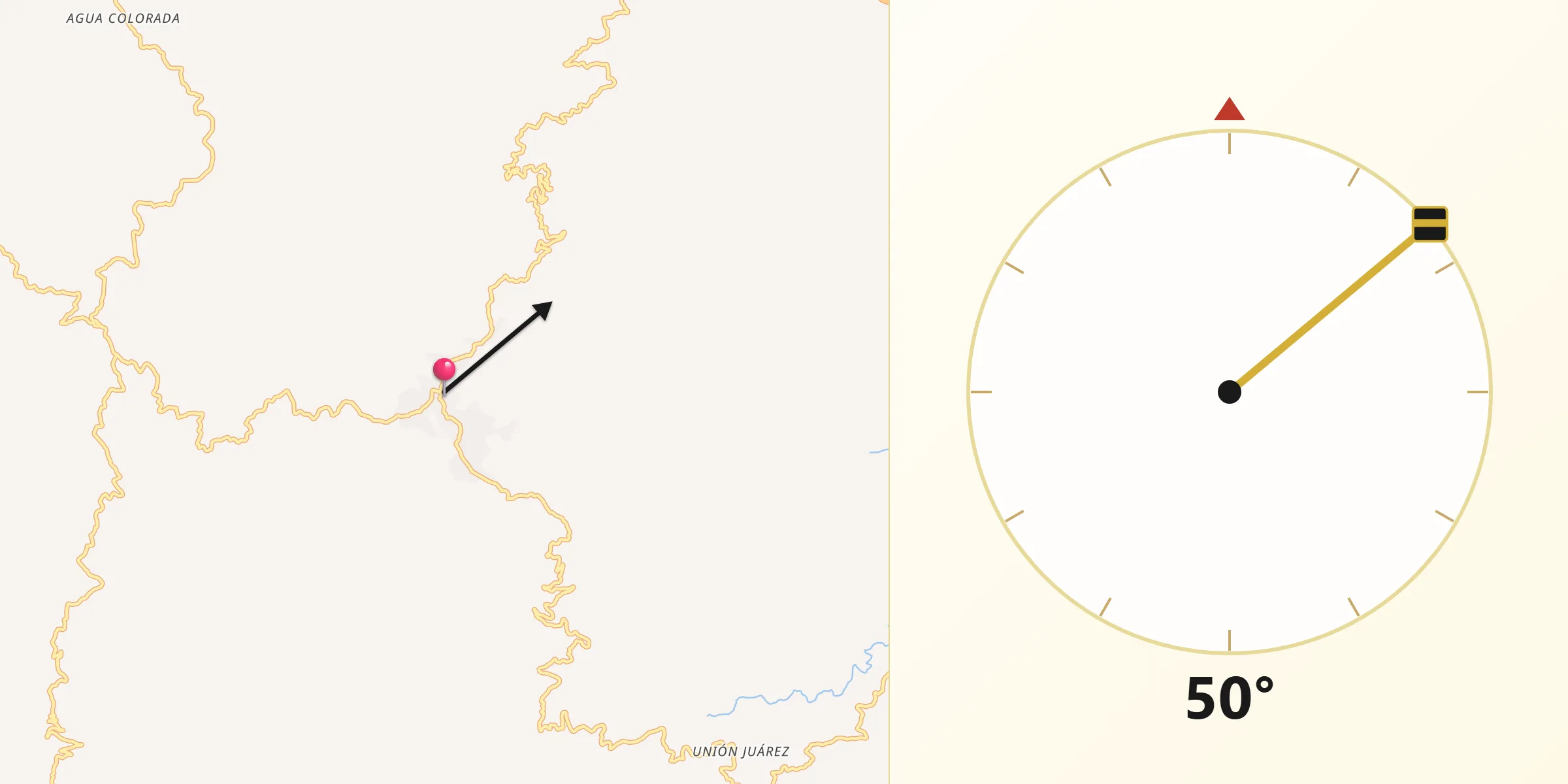 Dirección de la Qibla desde San Pedro Quiatoni