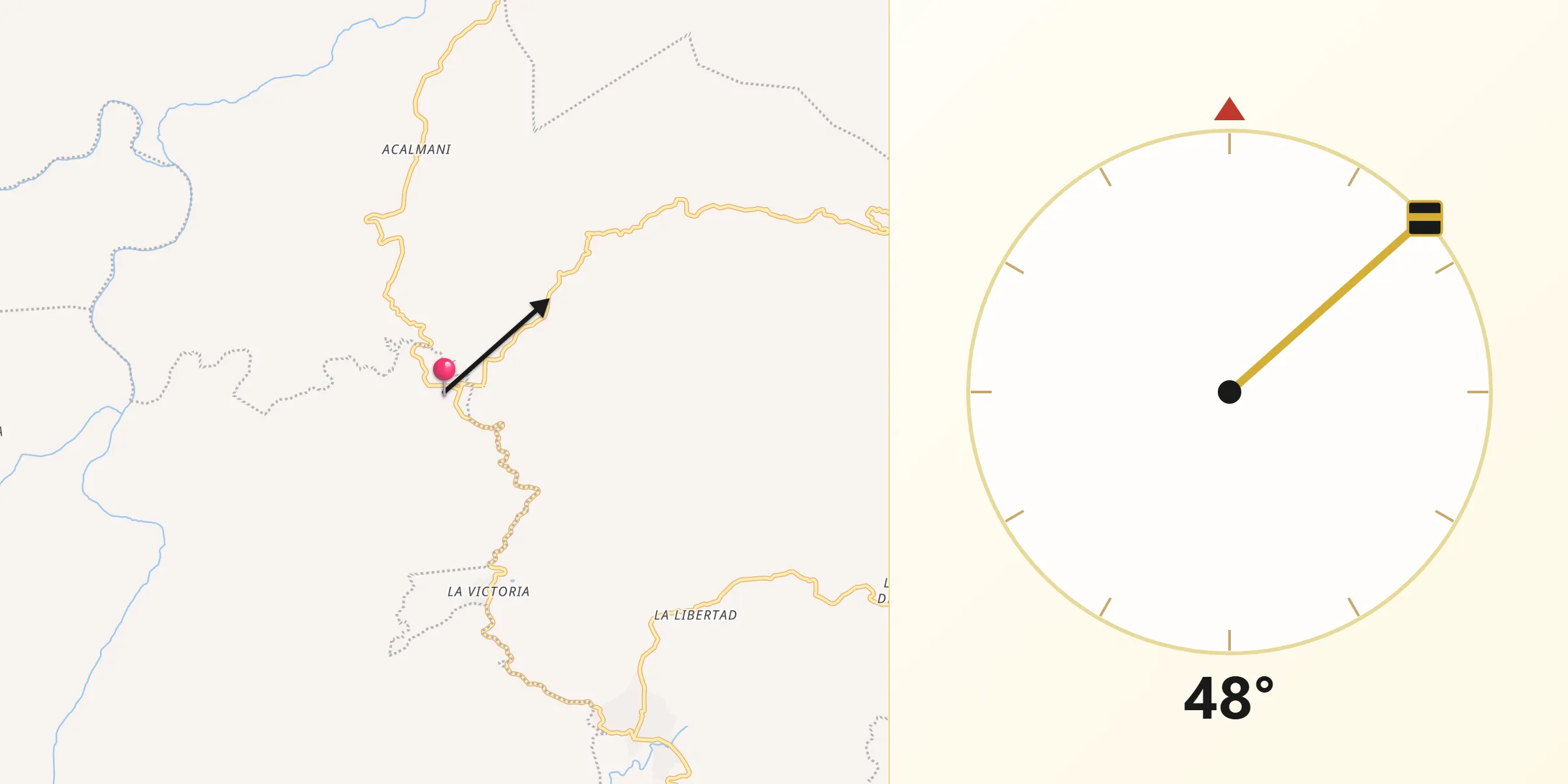 Dirección de la Qibla desde Quetzalapa