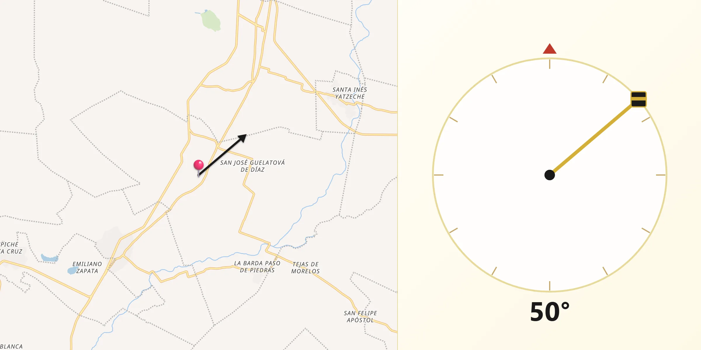Dirección de la Qibla desde Santa Gertrudis
