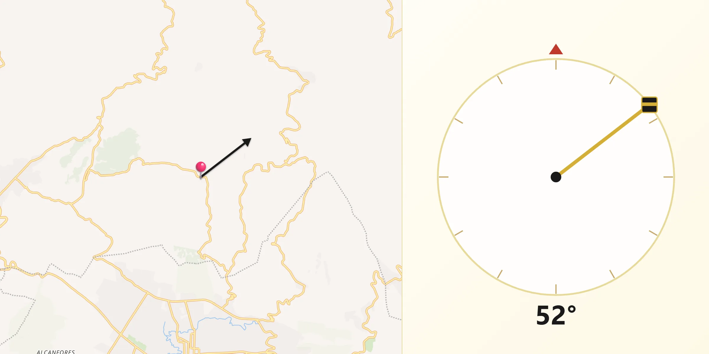 Dirección de la Qibla desde Saclamantón