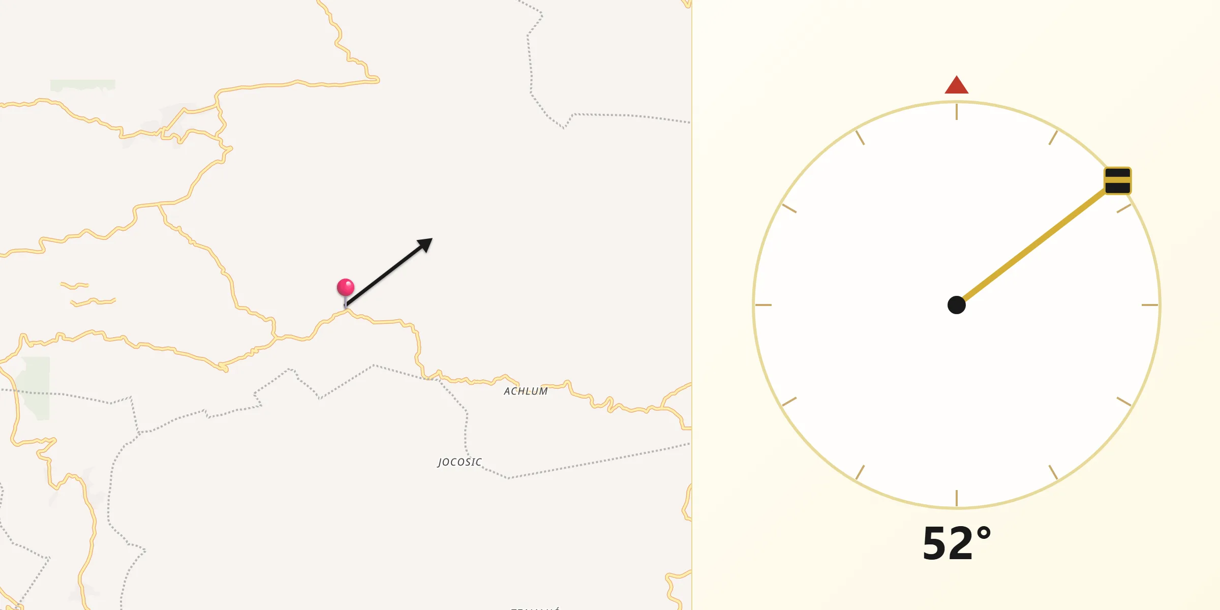 Dirección de la Qibla desde Matzam