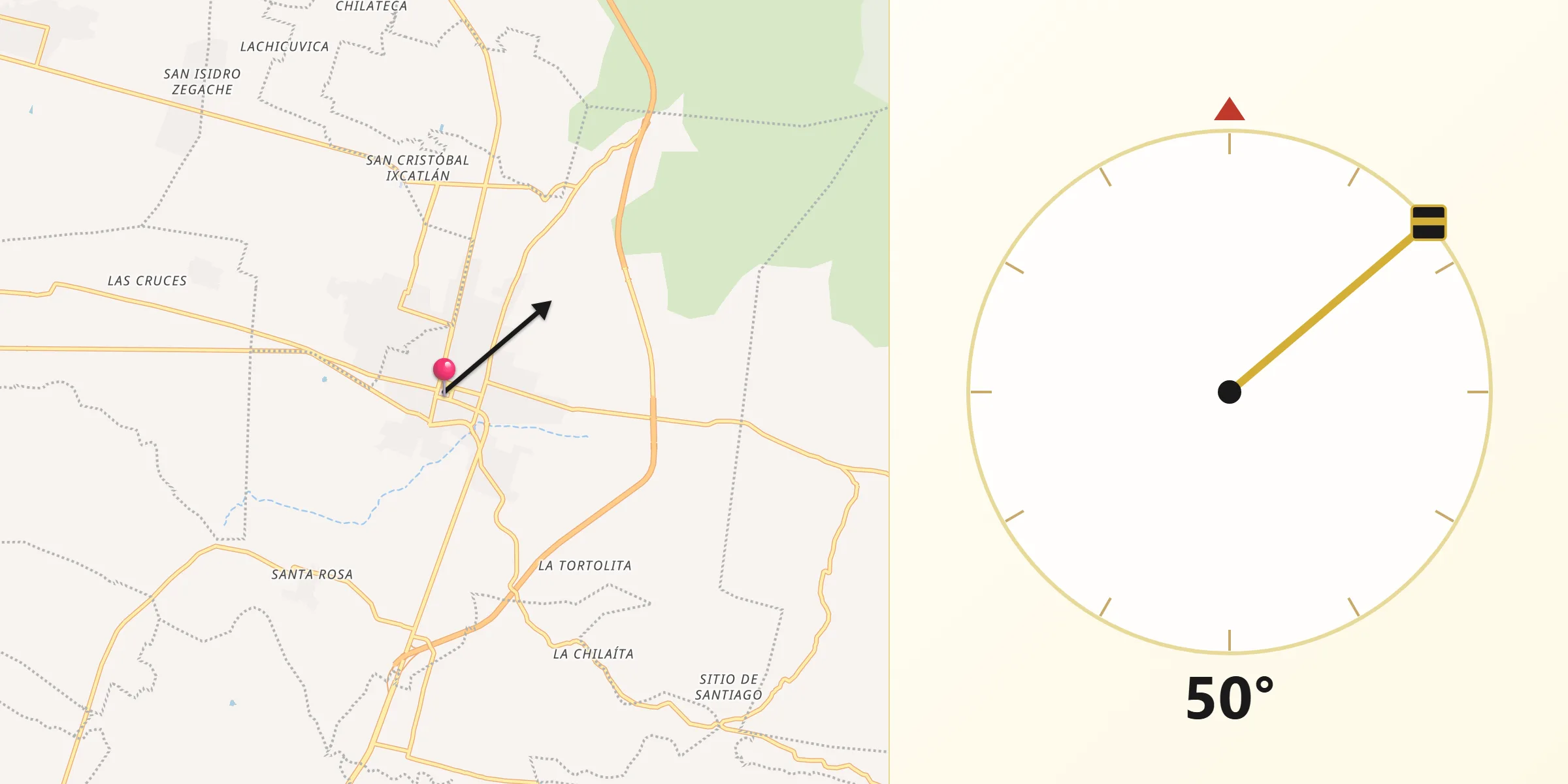 Dirección de la Qibla desde Ocotlán de Morelos