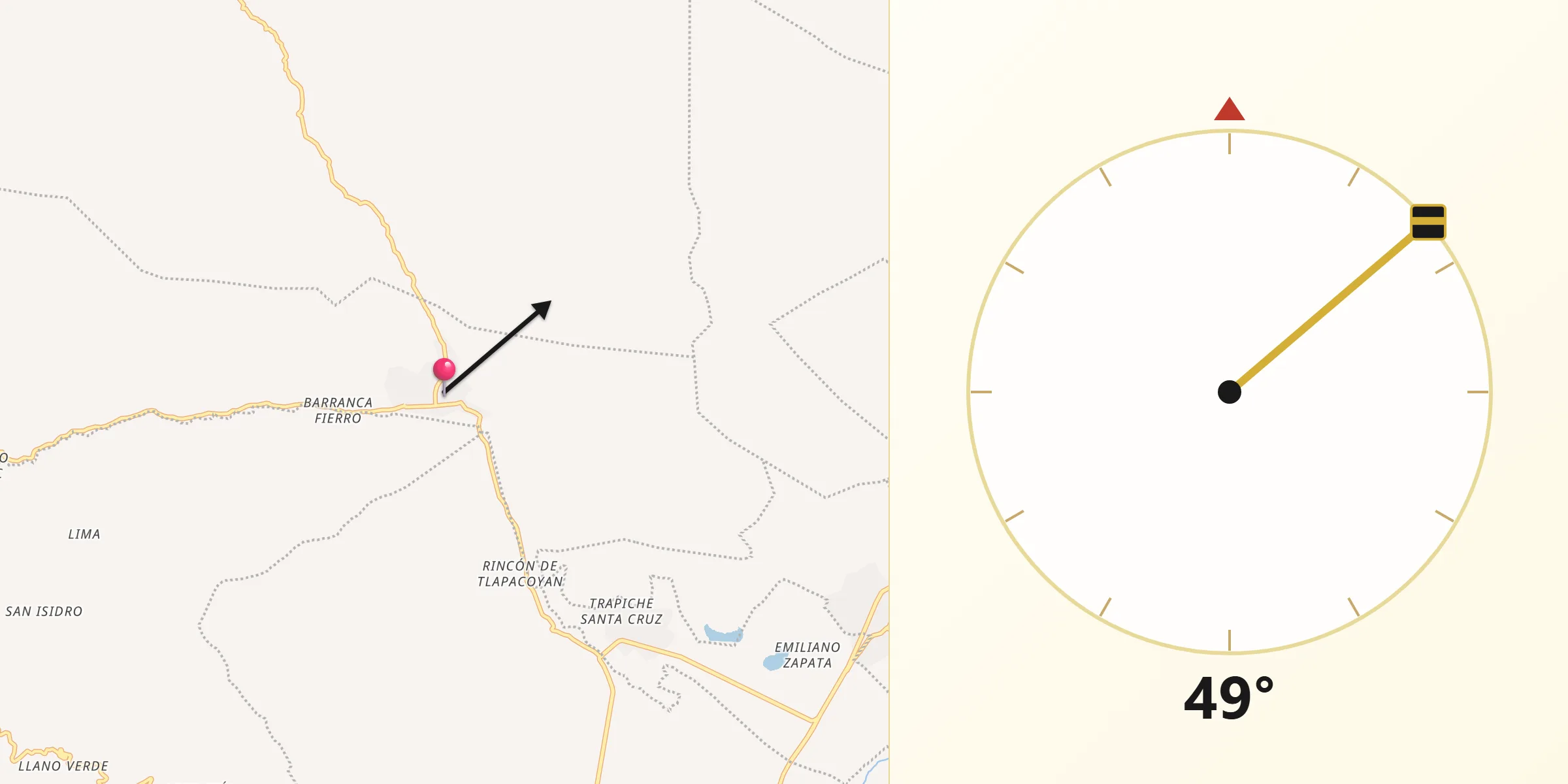 Dirección de la Qibla desde Santa Cruz Mixtepec