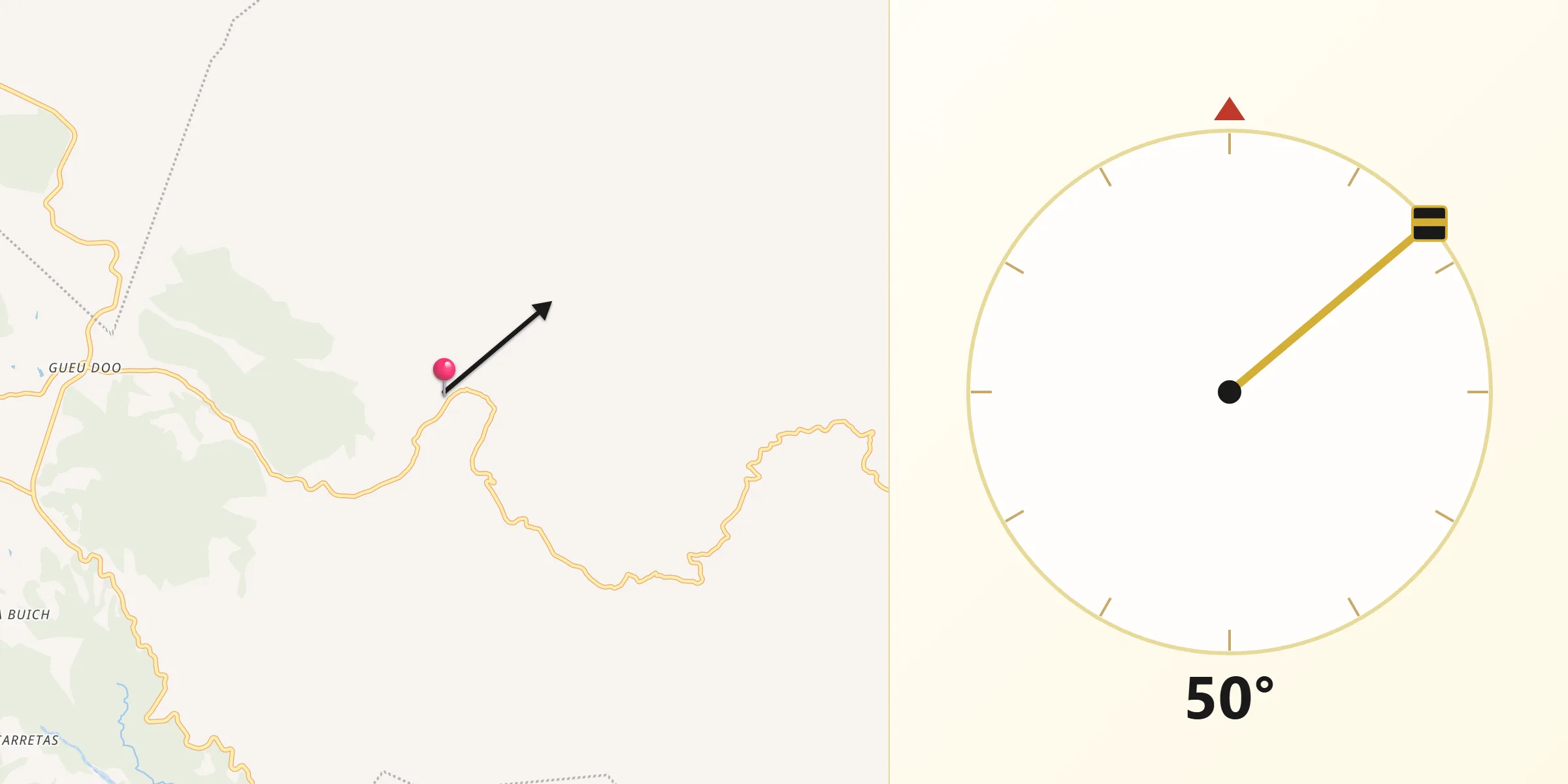 Dirección de la Qibla desde San Baltazar Guelavila
