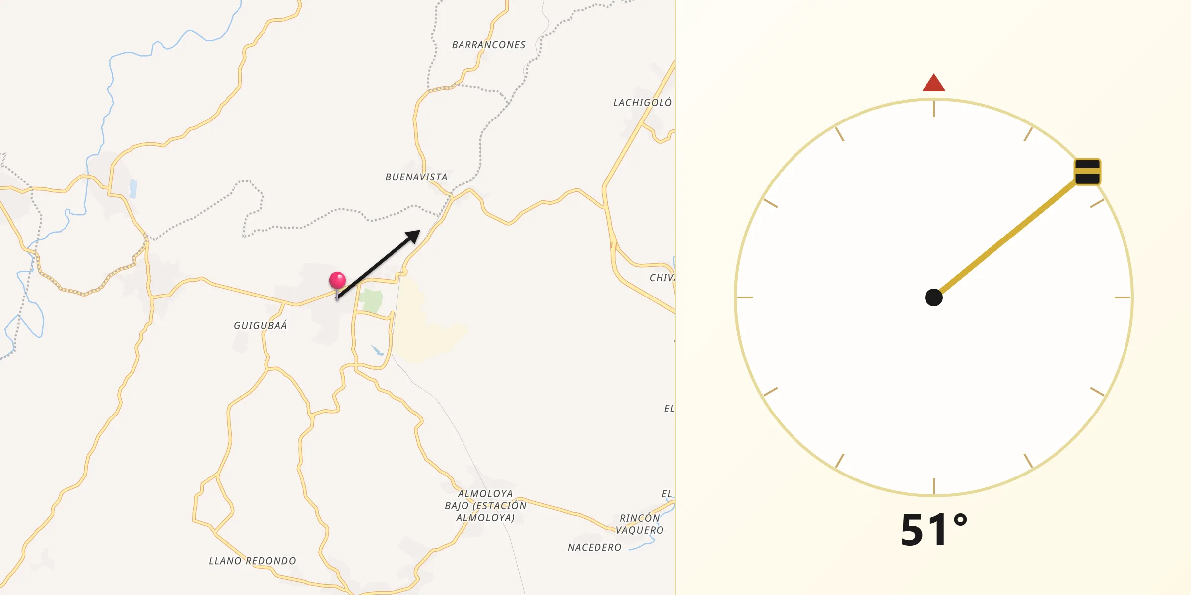 Dirección de la Qibla desde Colonia Progreso