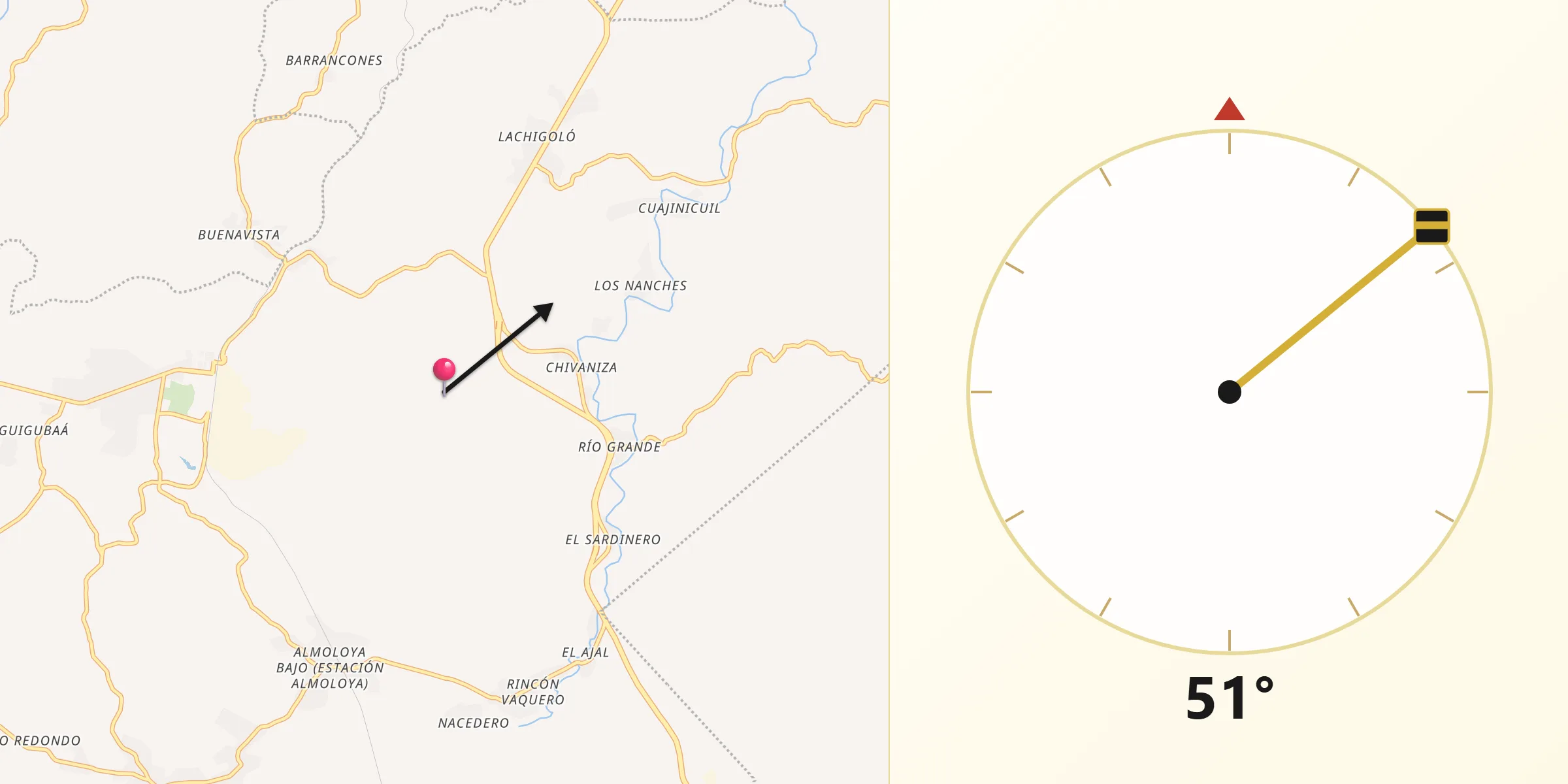 Dirección de la Qibla desde El Barrio de la Soledad