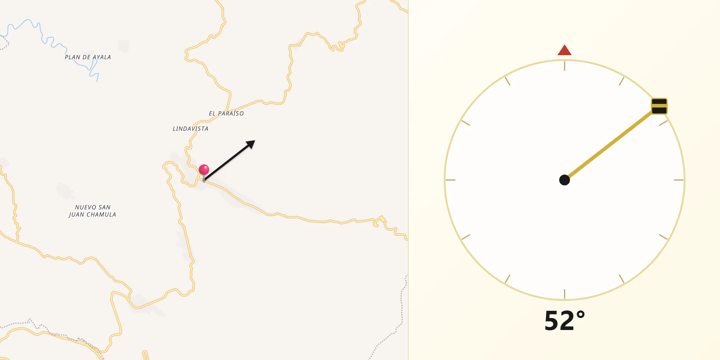 Dirección de la Qibla desde Ixtapa