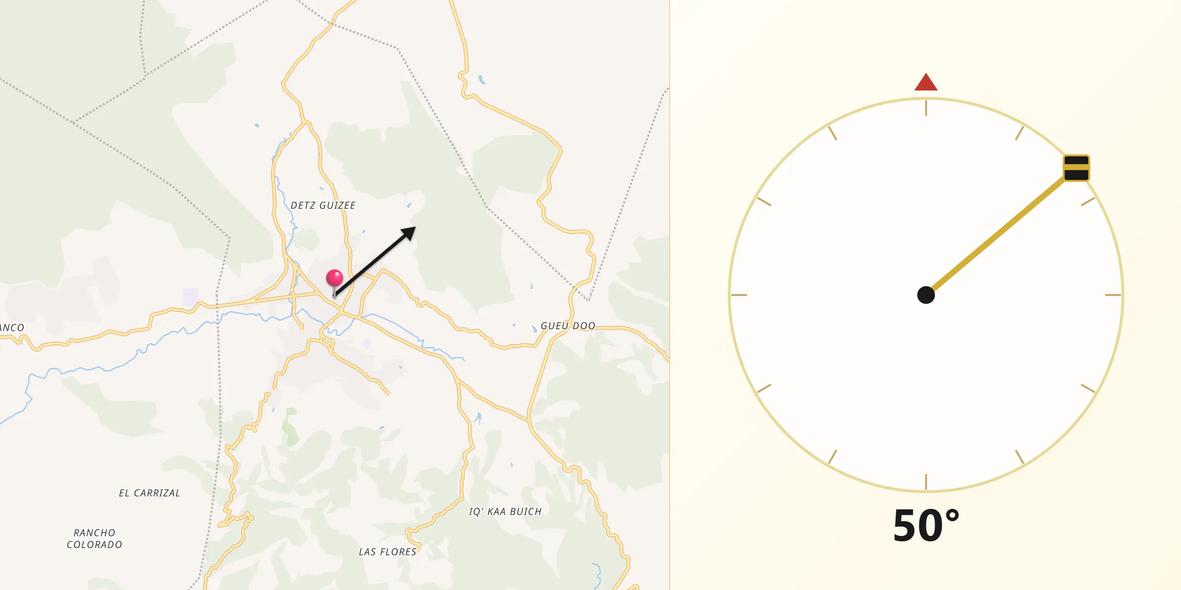 Dirección de la Qibla desde San Dionisio Ocotepec