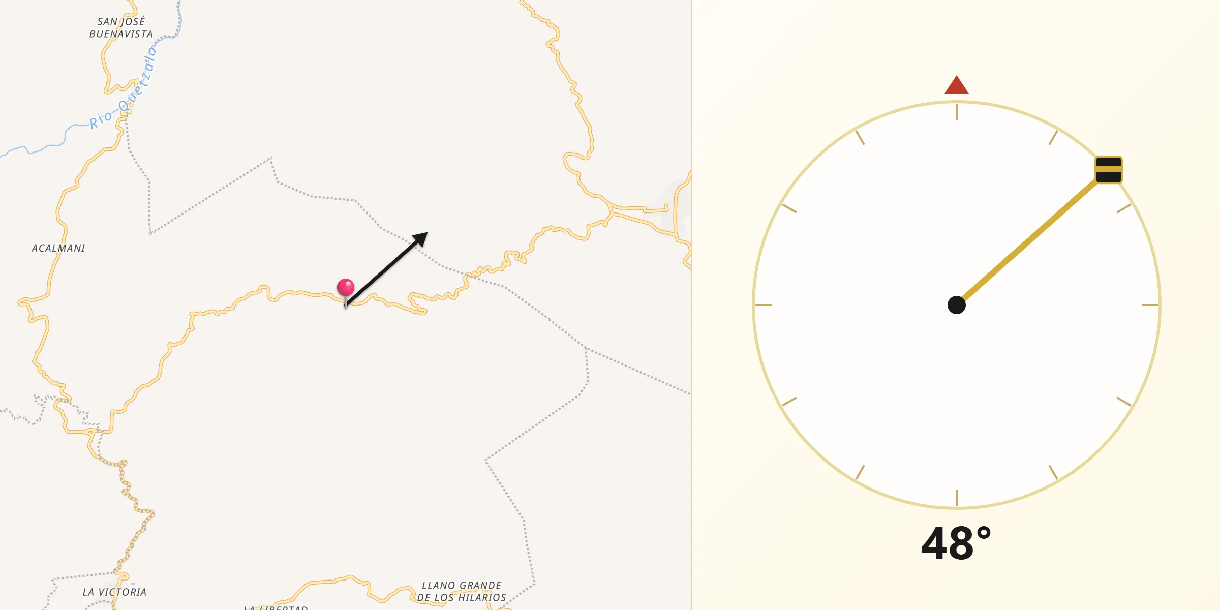 Dirección de la Qibla desde Chacalapa