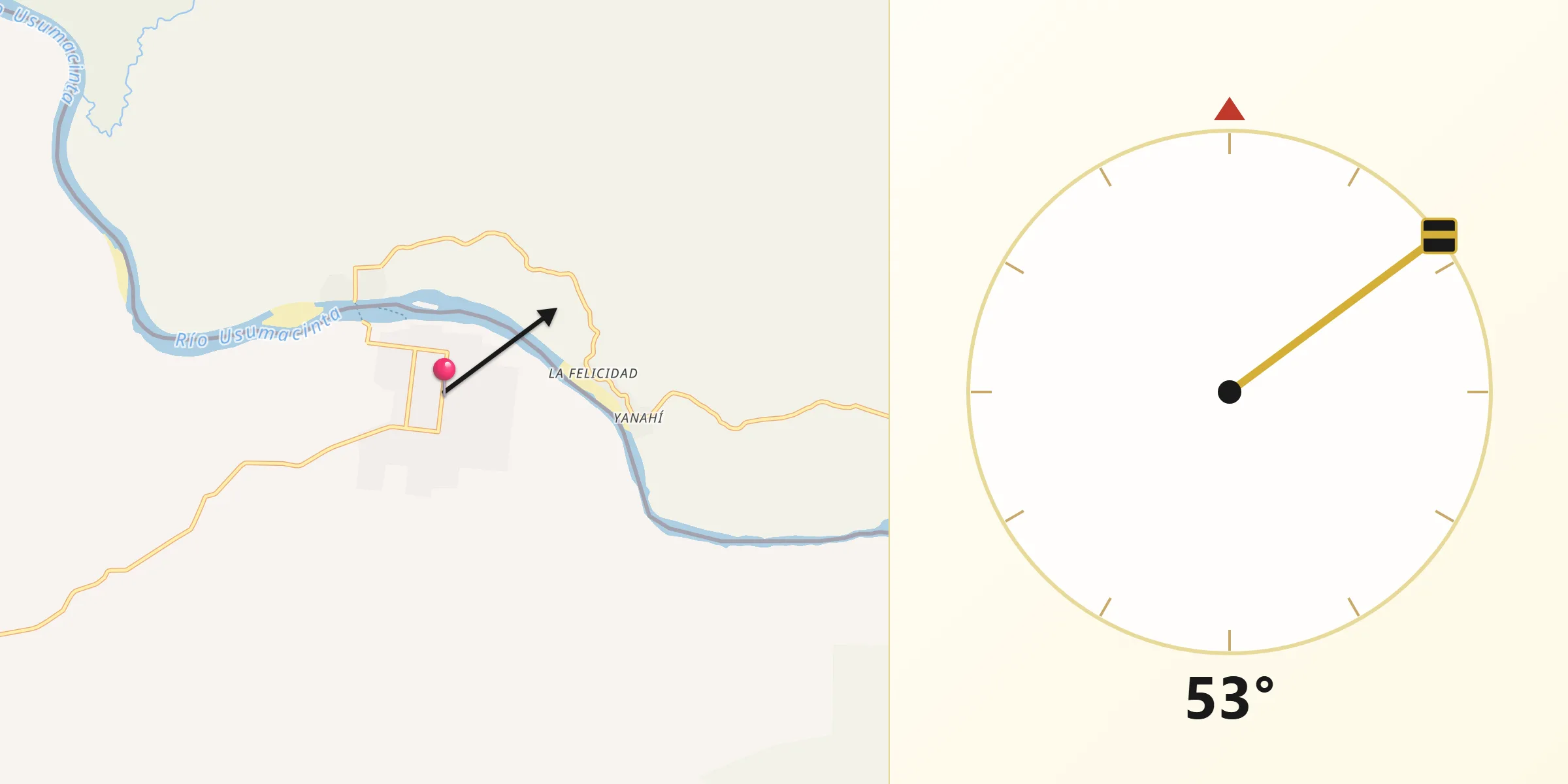 Dirección de la Qibla desde Frontera Corozal