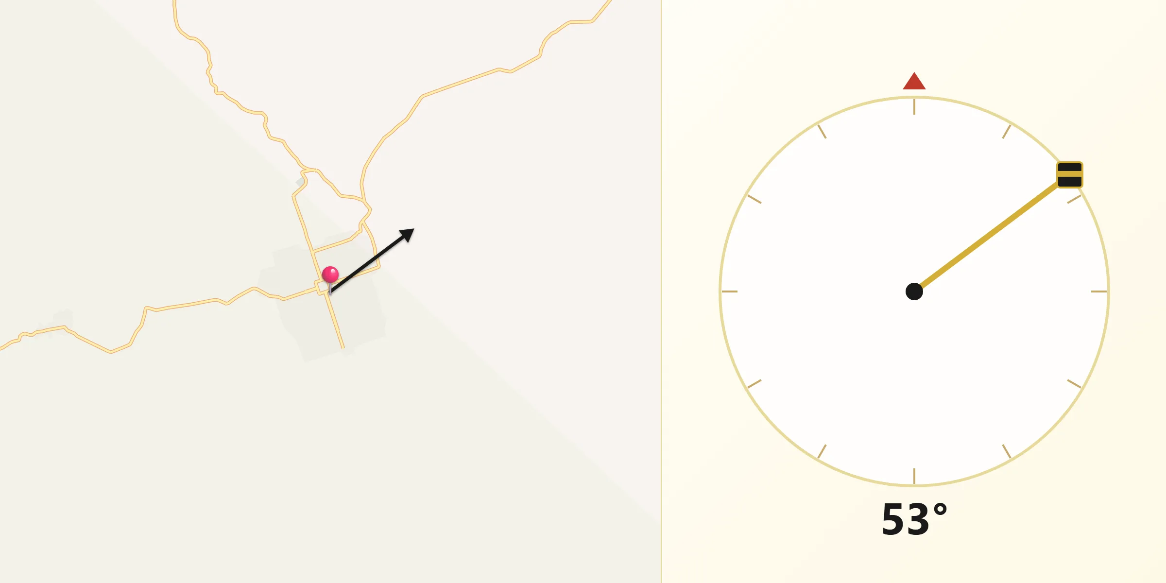 Dirección de la Qibla desde Nueva Palestina