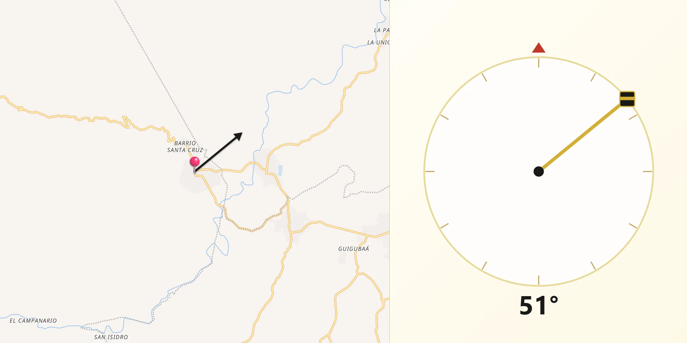 Dirección de la Qibla desde Santo Domingo Petapa