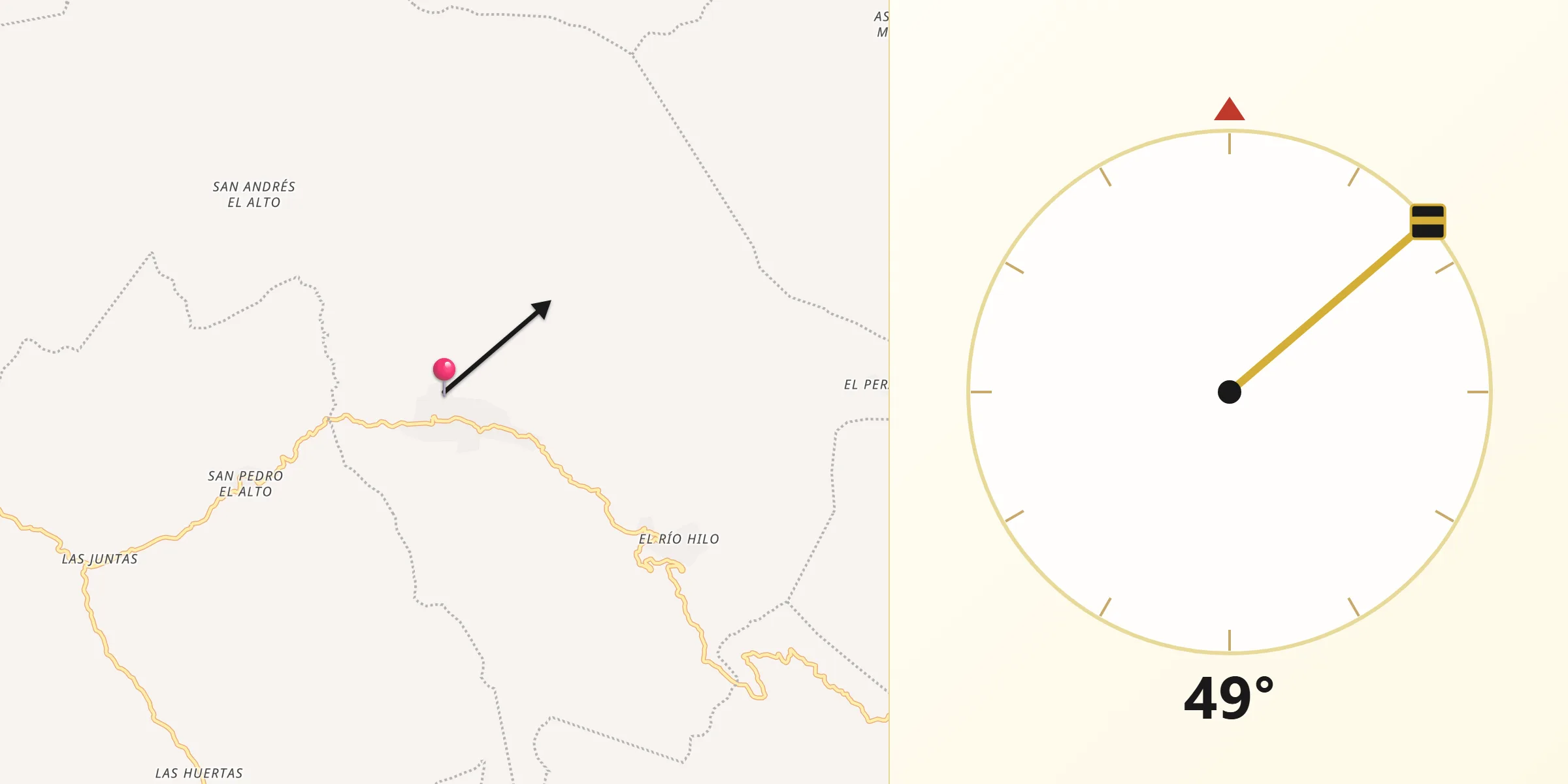 Dirección de la Qibla desde San Antonino el Alto