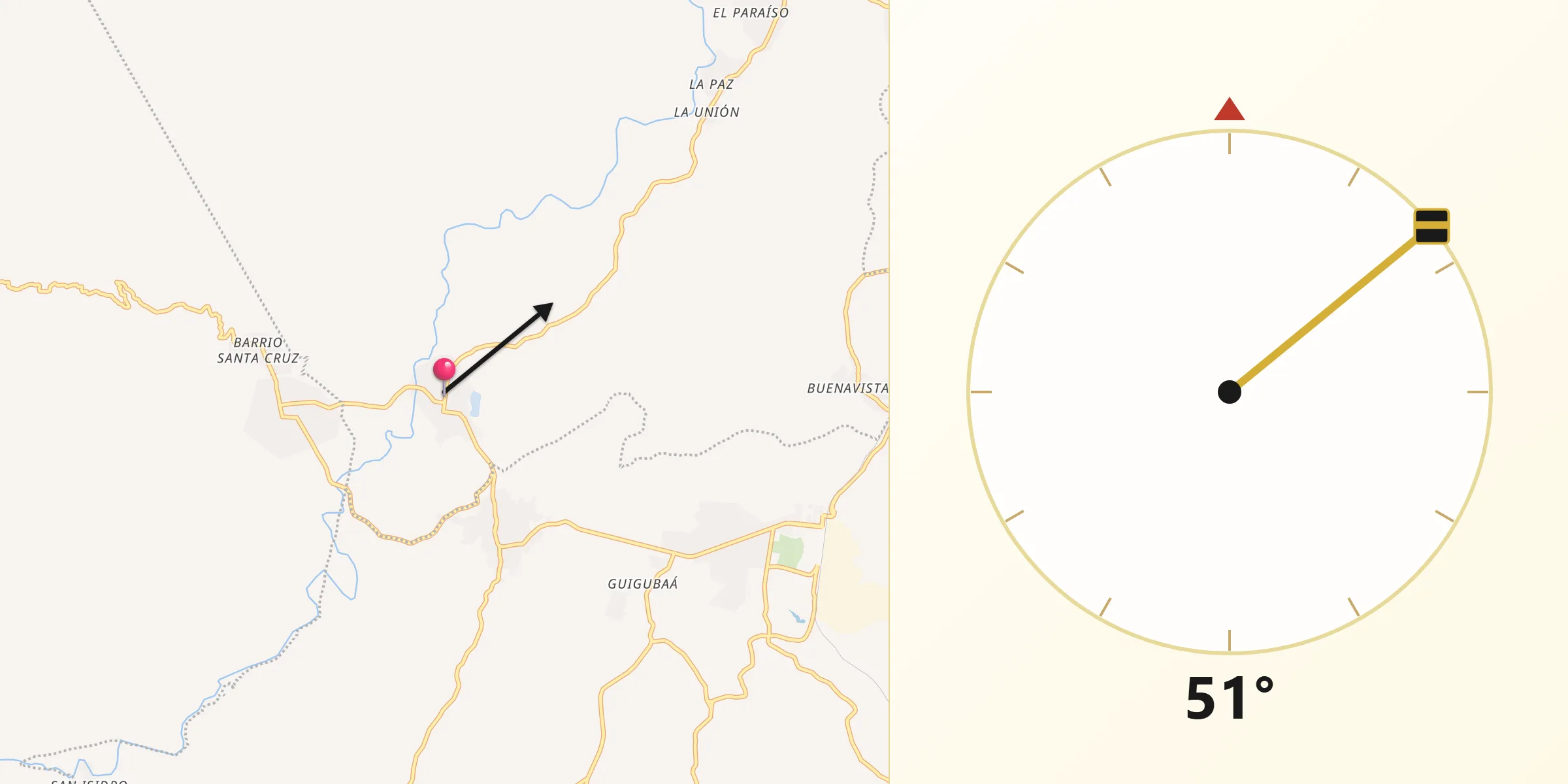 Dirección de la Qibla desde Santa María Petapa