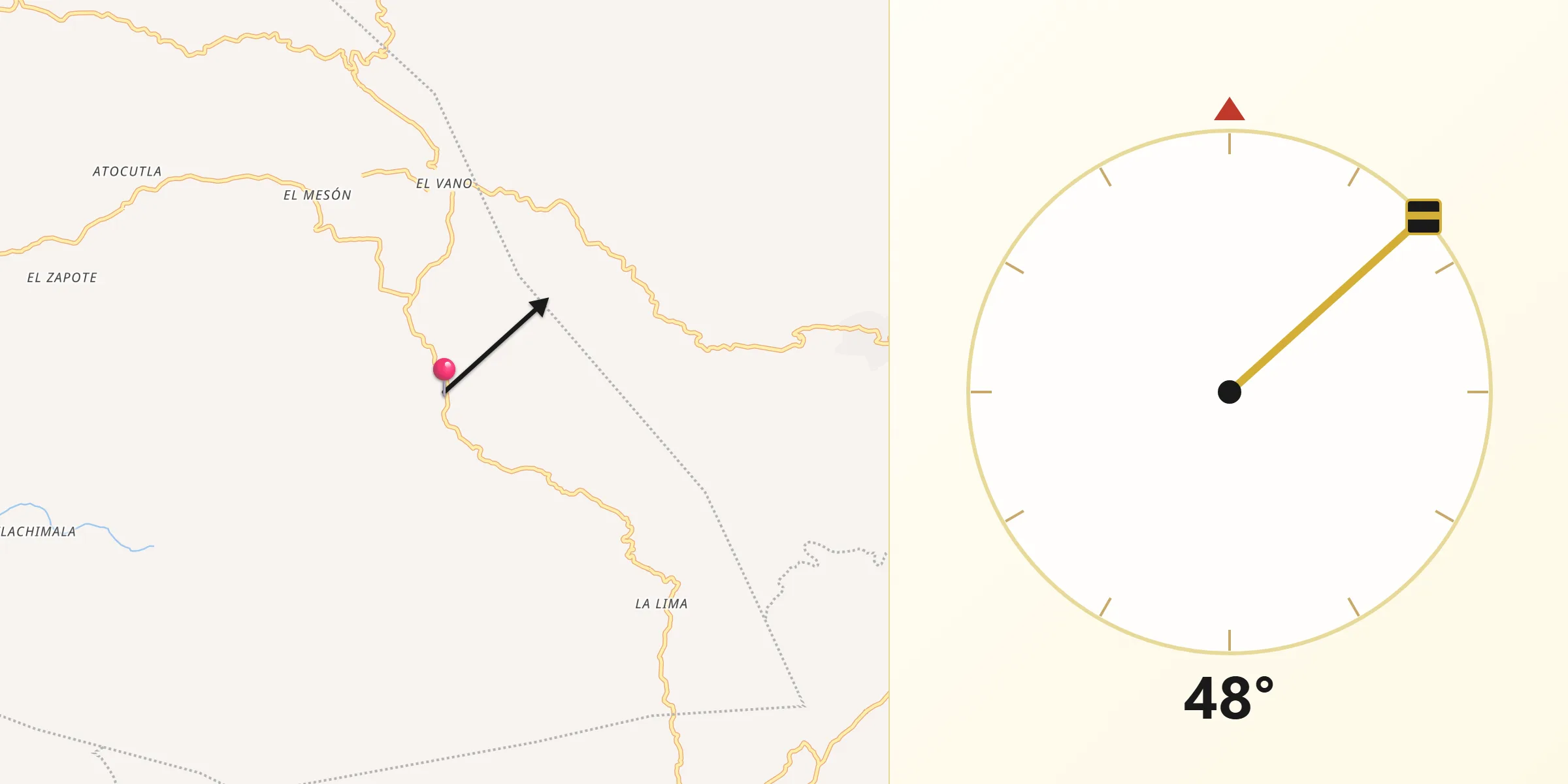 Dirección de la Qibla desde La Azozuca