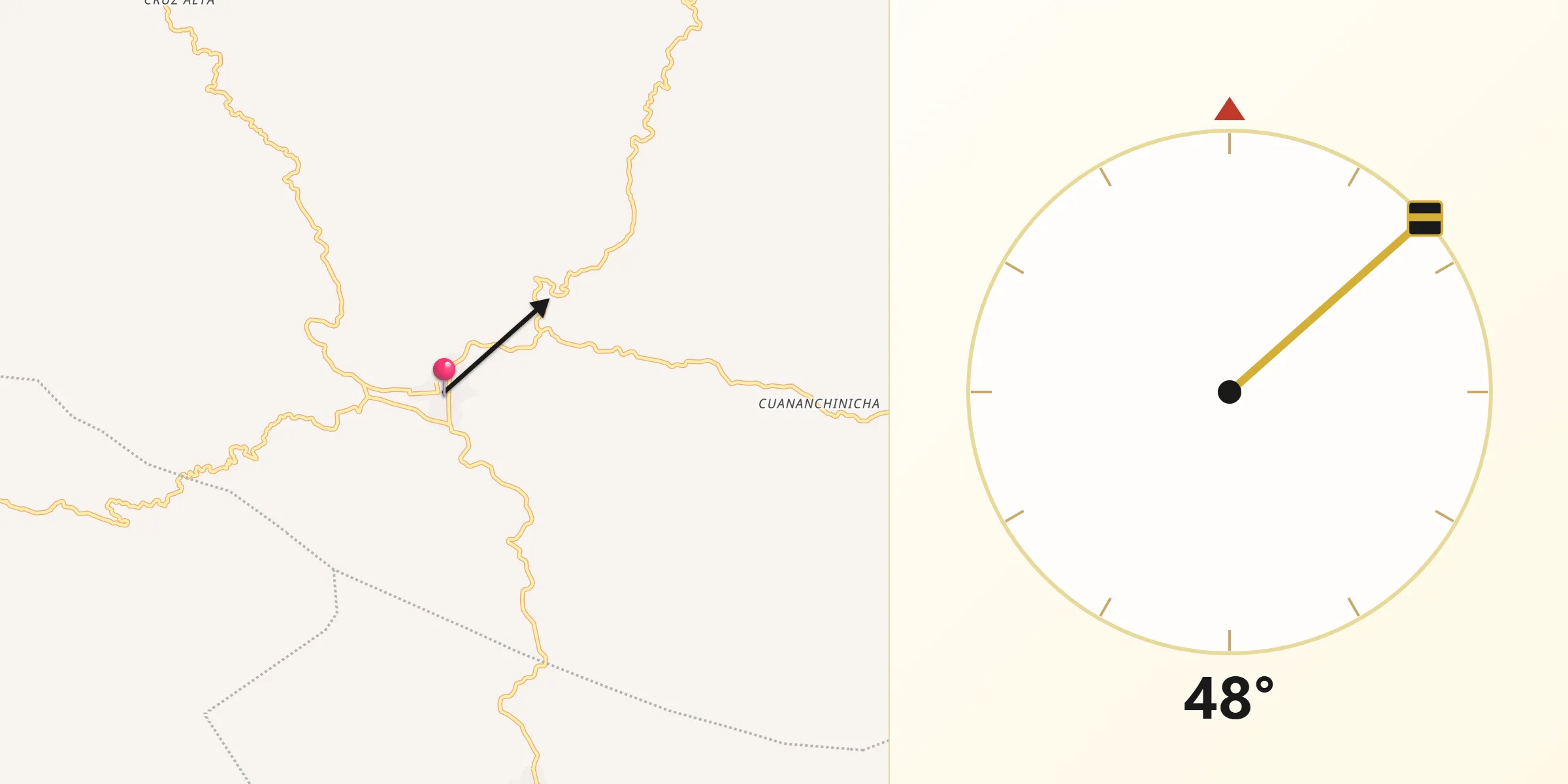Dirección de la Qibla desde San Cristóbal