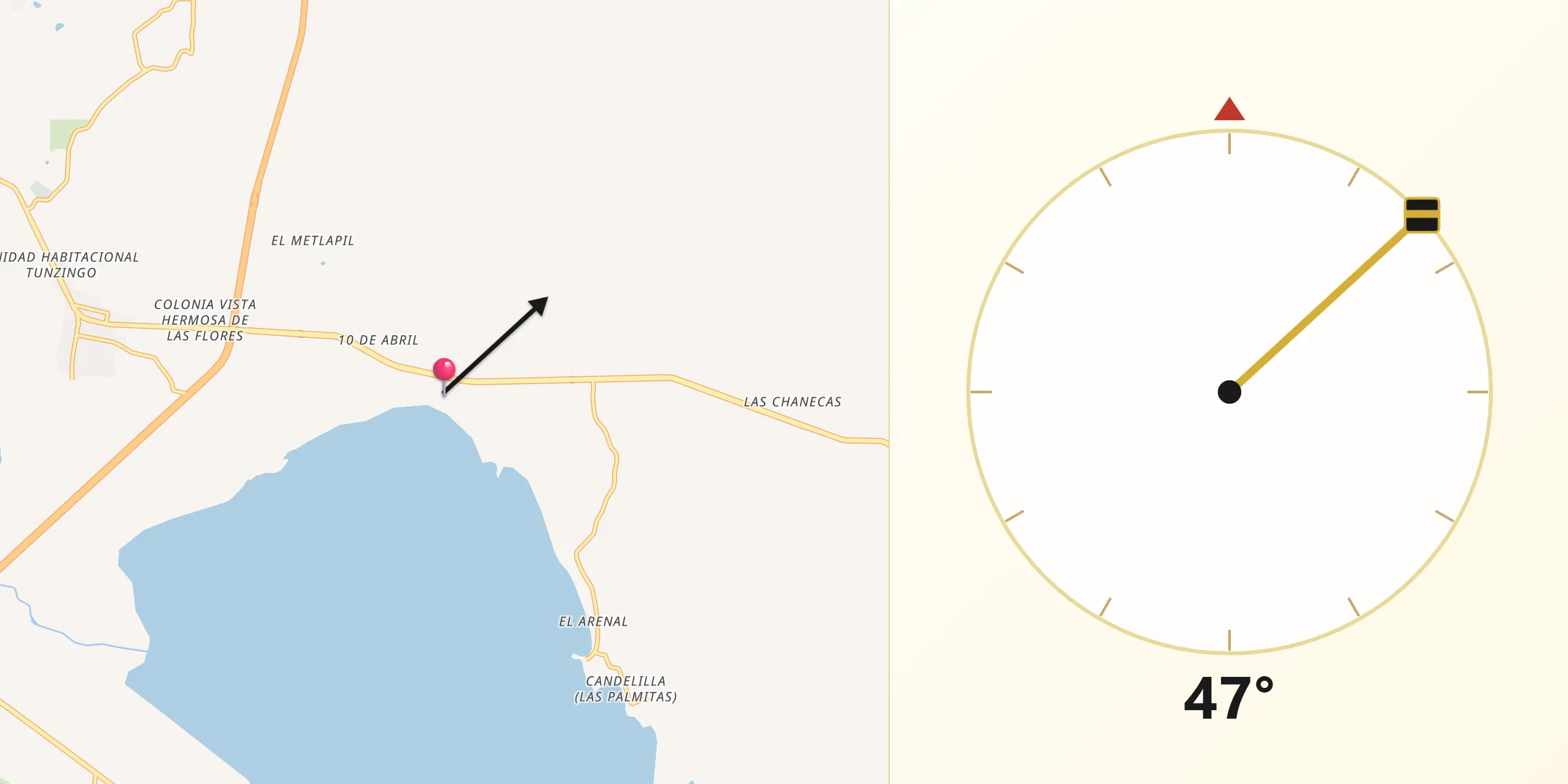 Dirección de la Qibla desde San Pedro las Playas