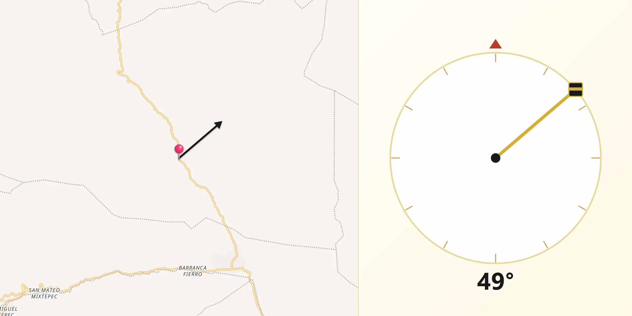 Dirección de la Qibla desde San Bernardo Mixtepec