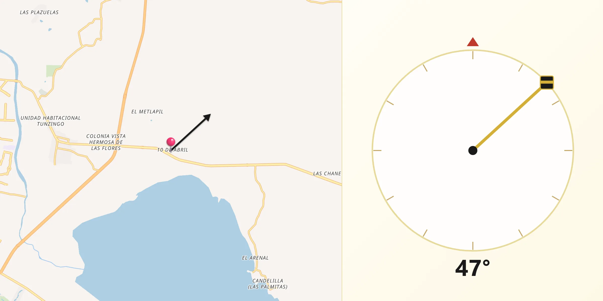 Dirección de la Qibla desde 10 de Abril