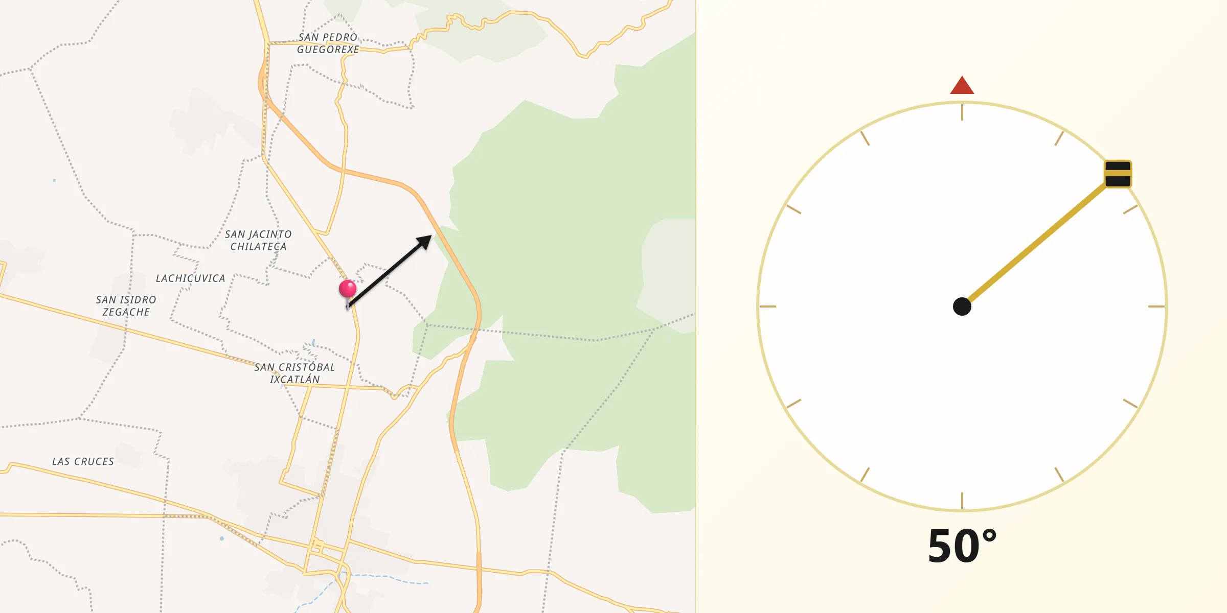 Dirección de la Qibla desde San Juan Chilateca