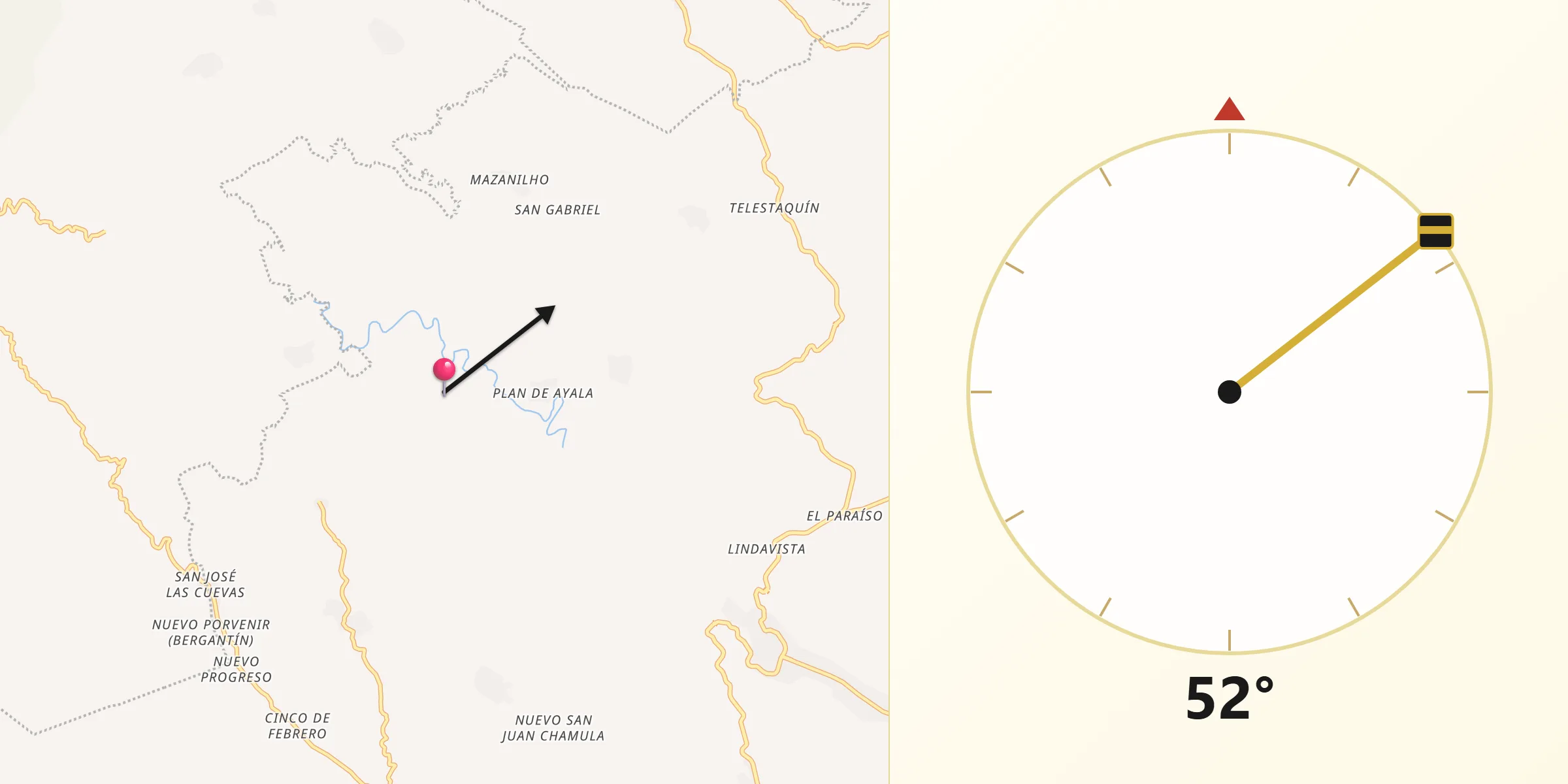 Dirección de la Qibla desde El Zapotillo