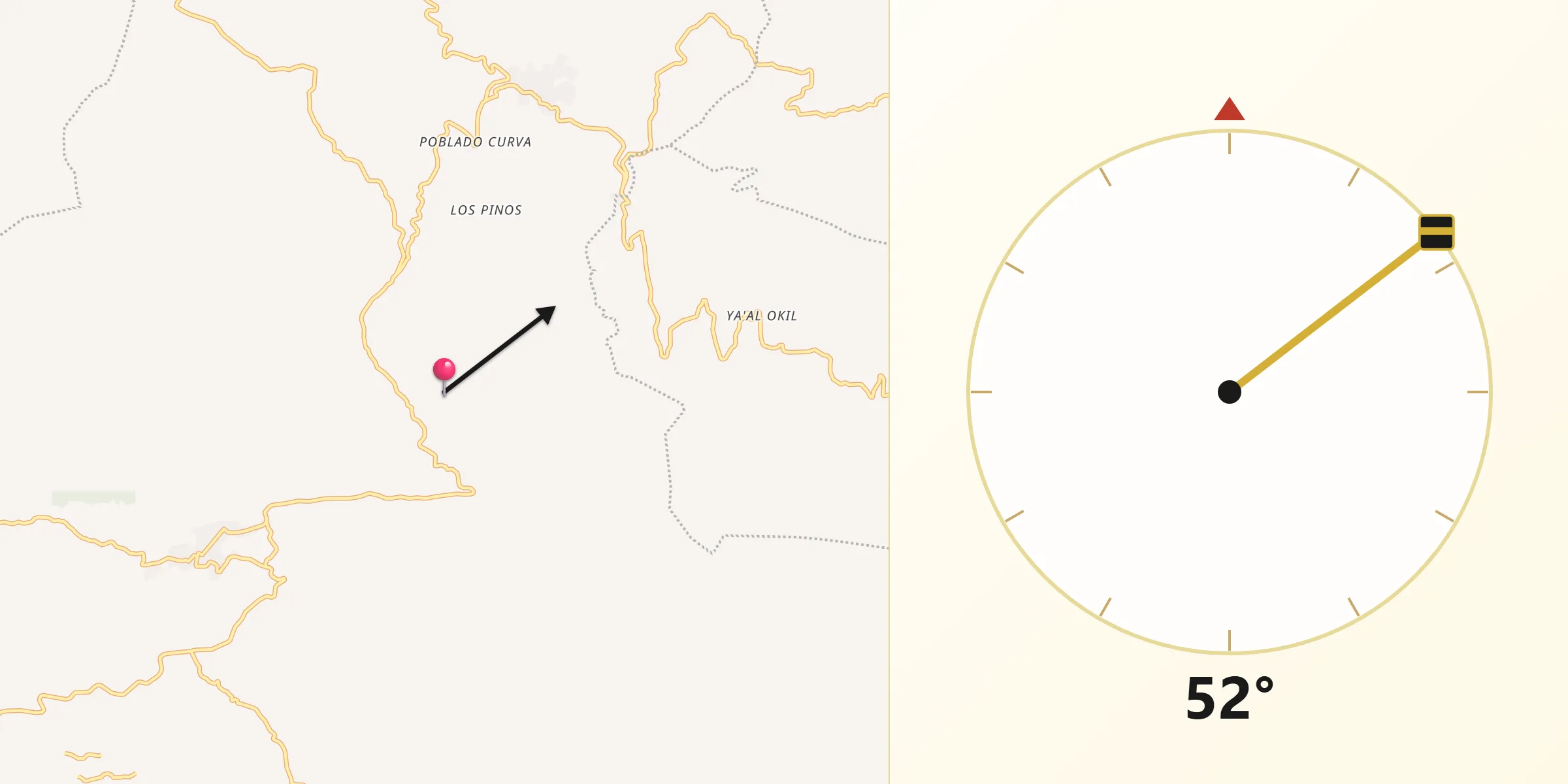 Dirección de la Qibla desde Ococh