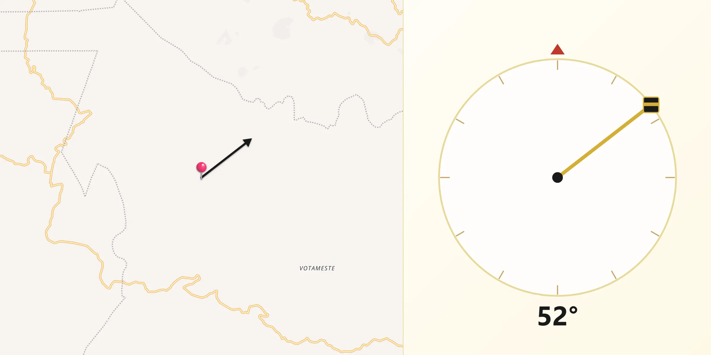 Dirección de la Qibla desde Yaltem