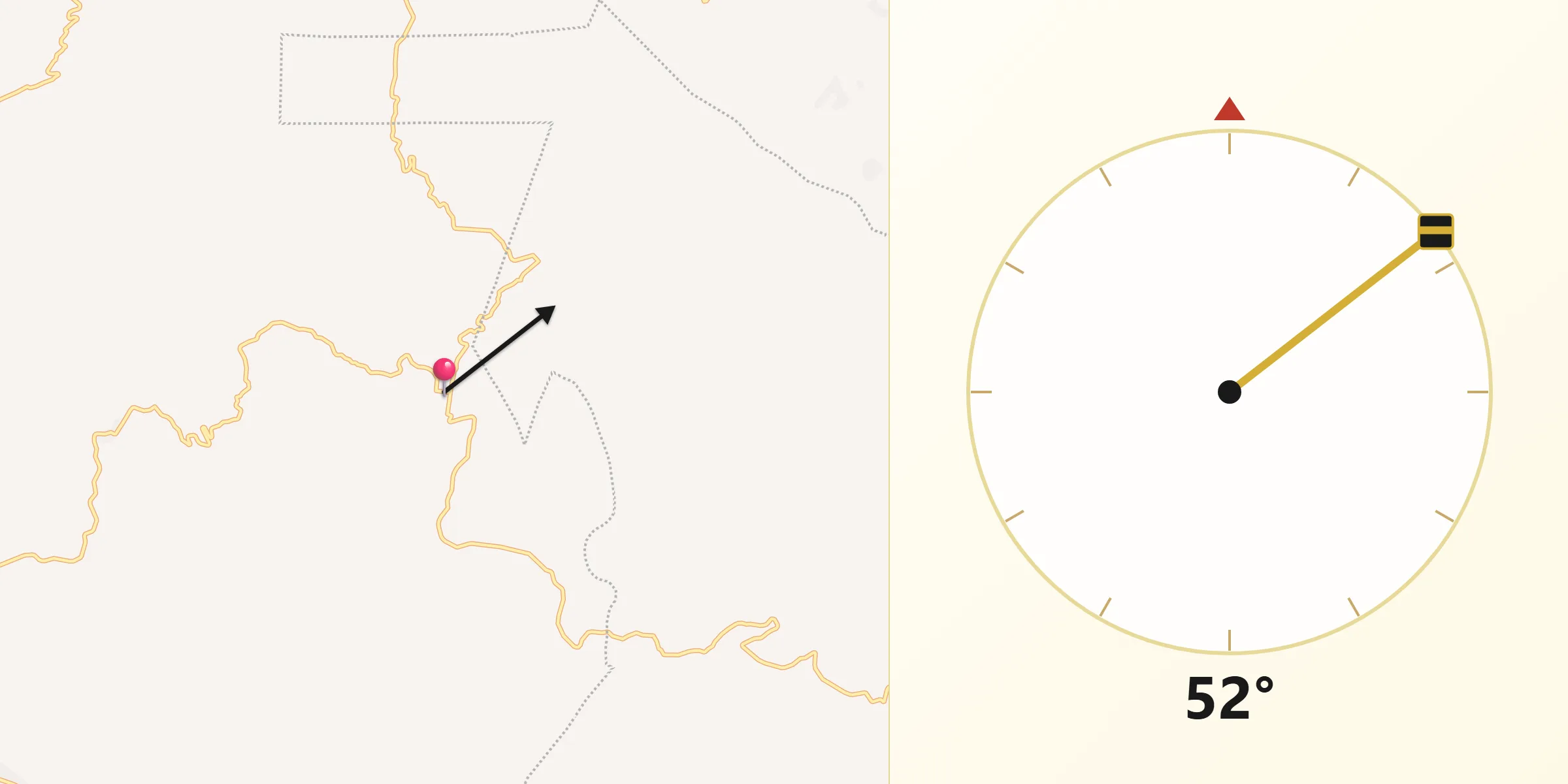 Dirección de la Qibla desde Cacaté