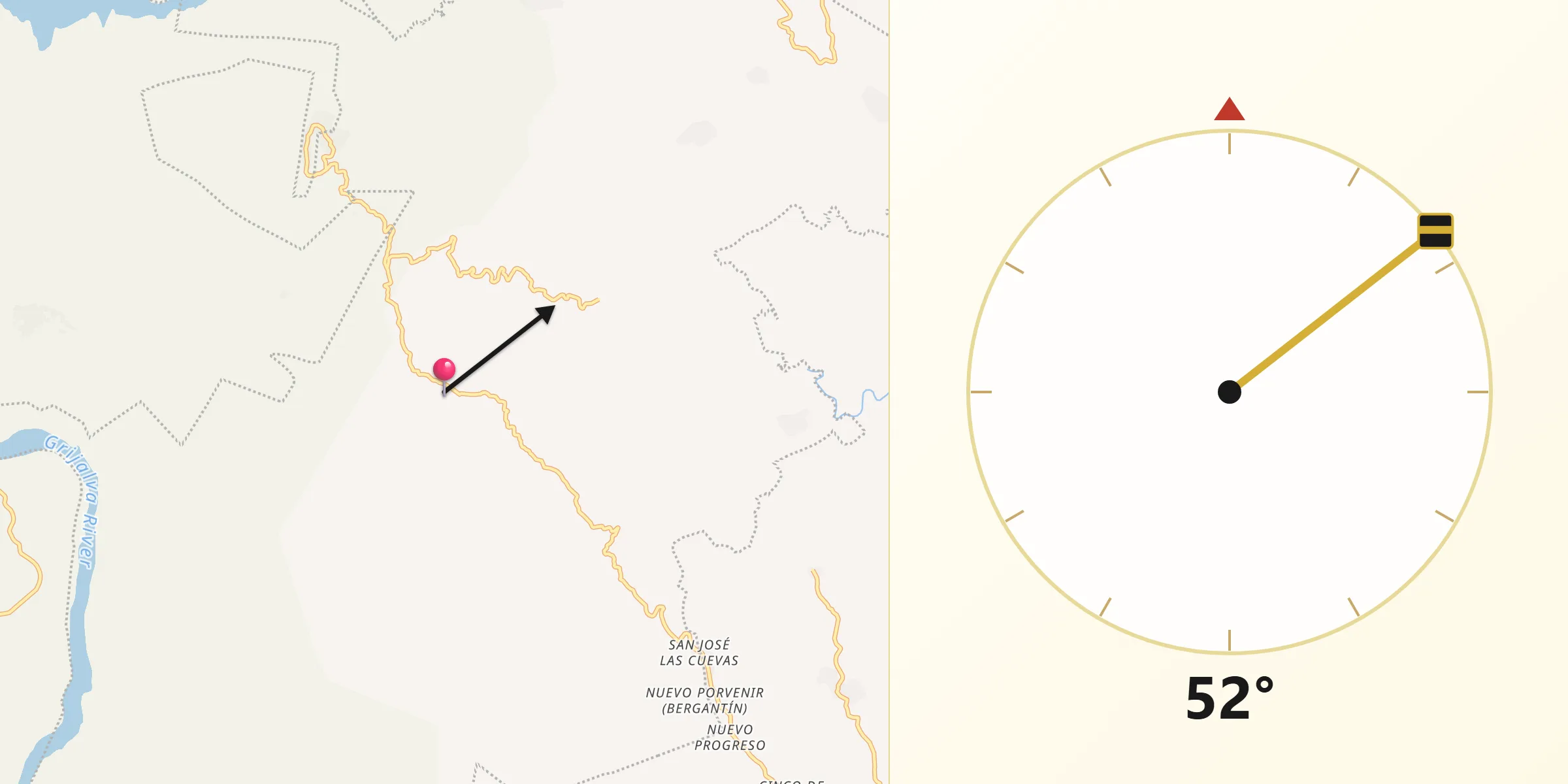 Dirección de la Qibla desde El Palmar (San Gabriel)