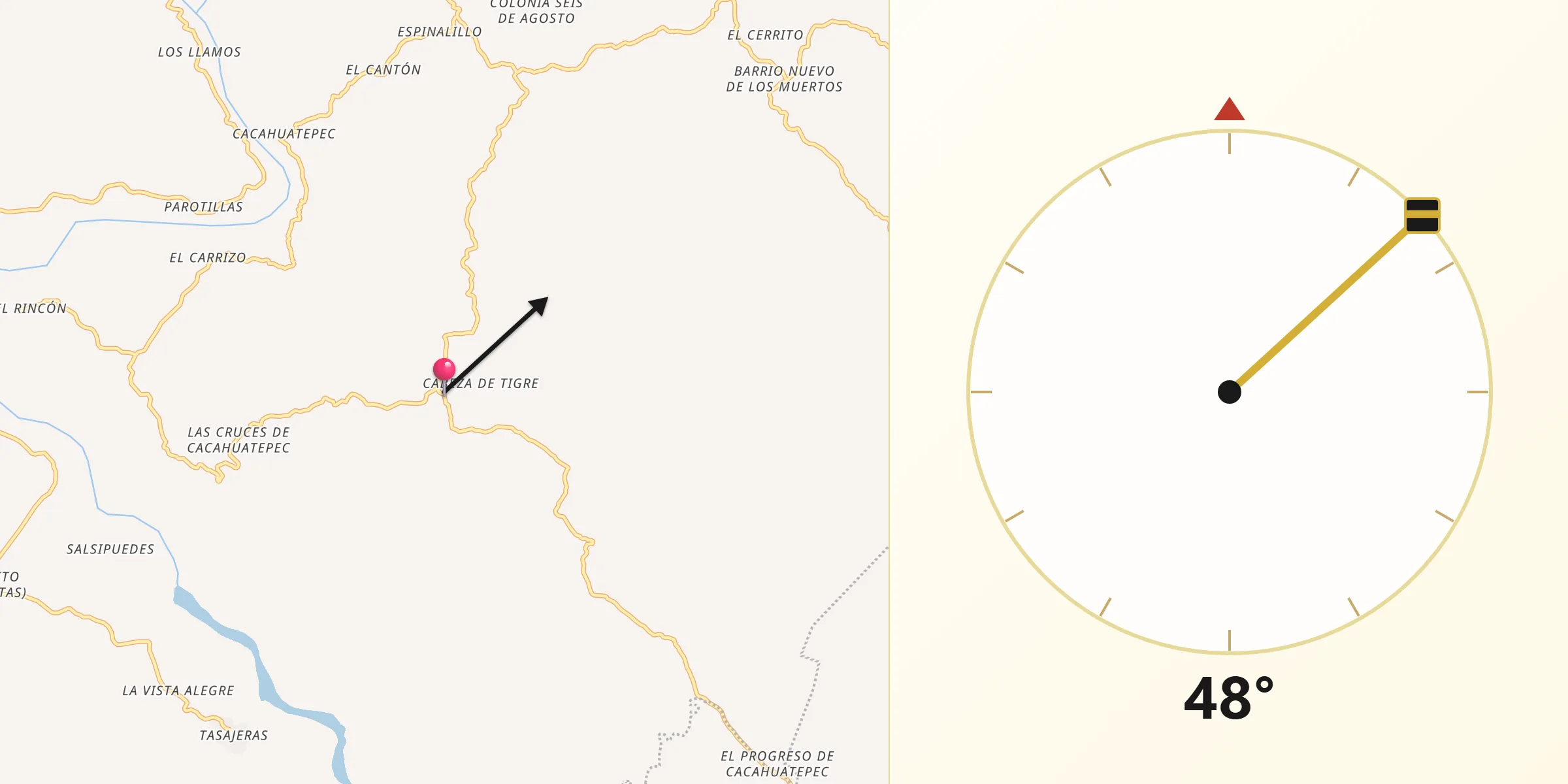 Dirección de la Qibla desde Apalani