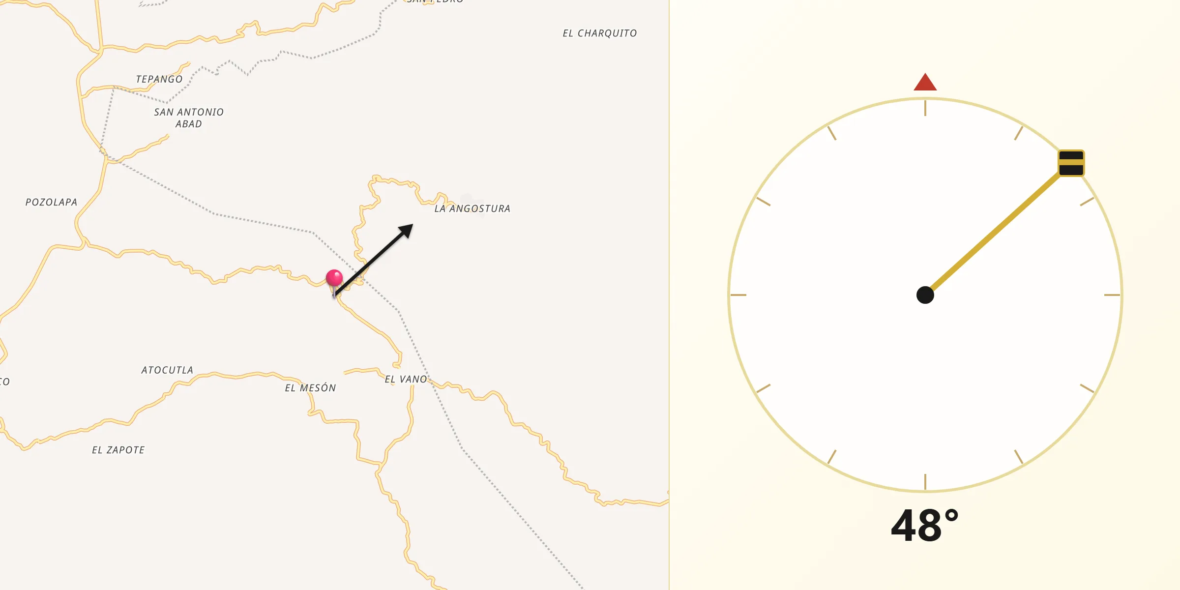 Dirección de la Qibla desde Tonalá