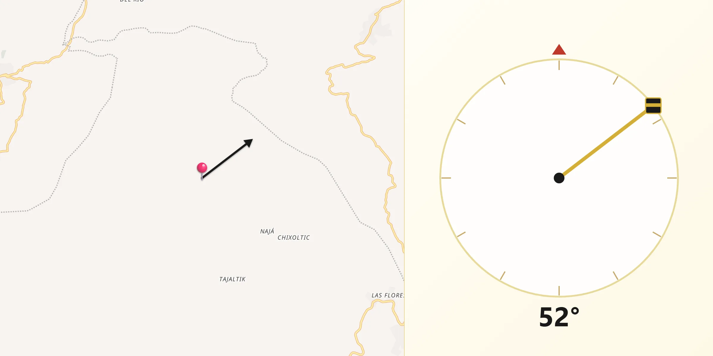 Dirección de la Qibla desde El Tzay