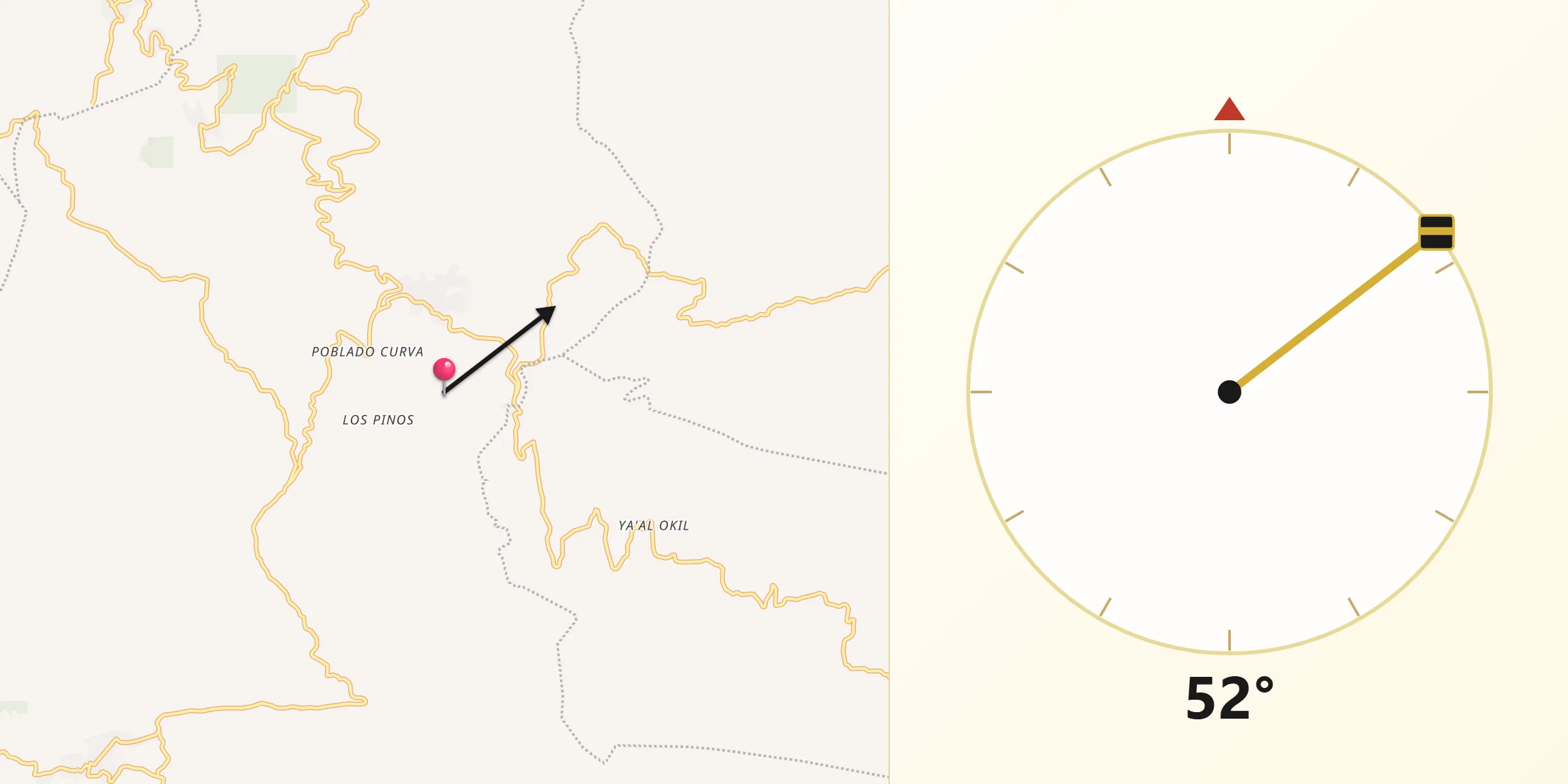 Dirección de la Qibla desde Kotolte