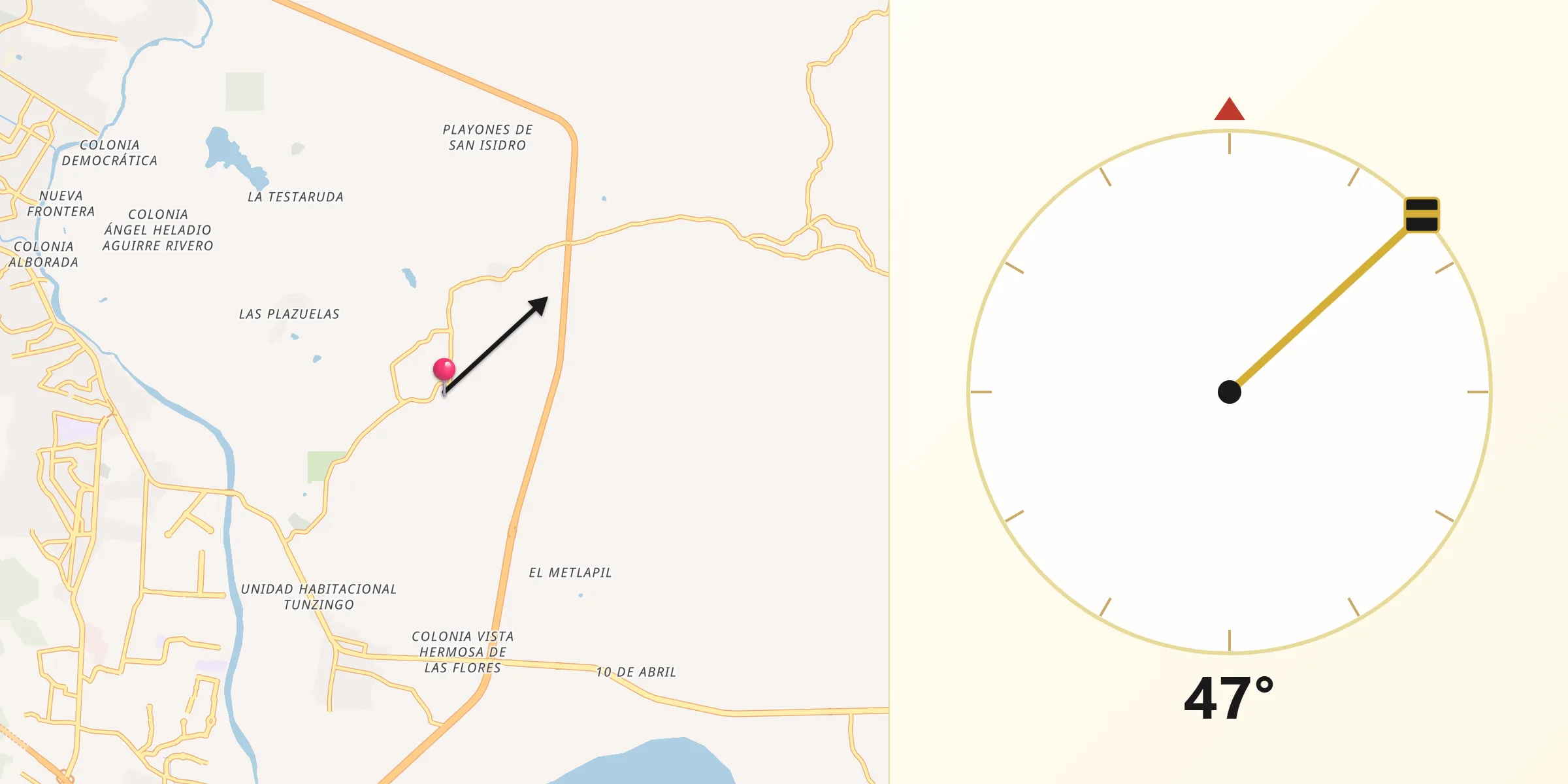 Dirección de la Qibla desde El Salto