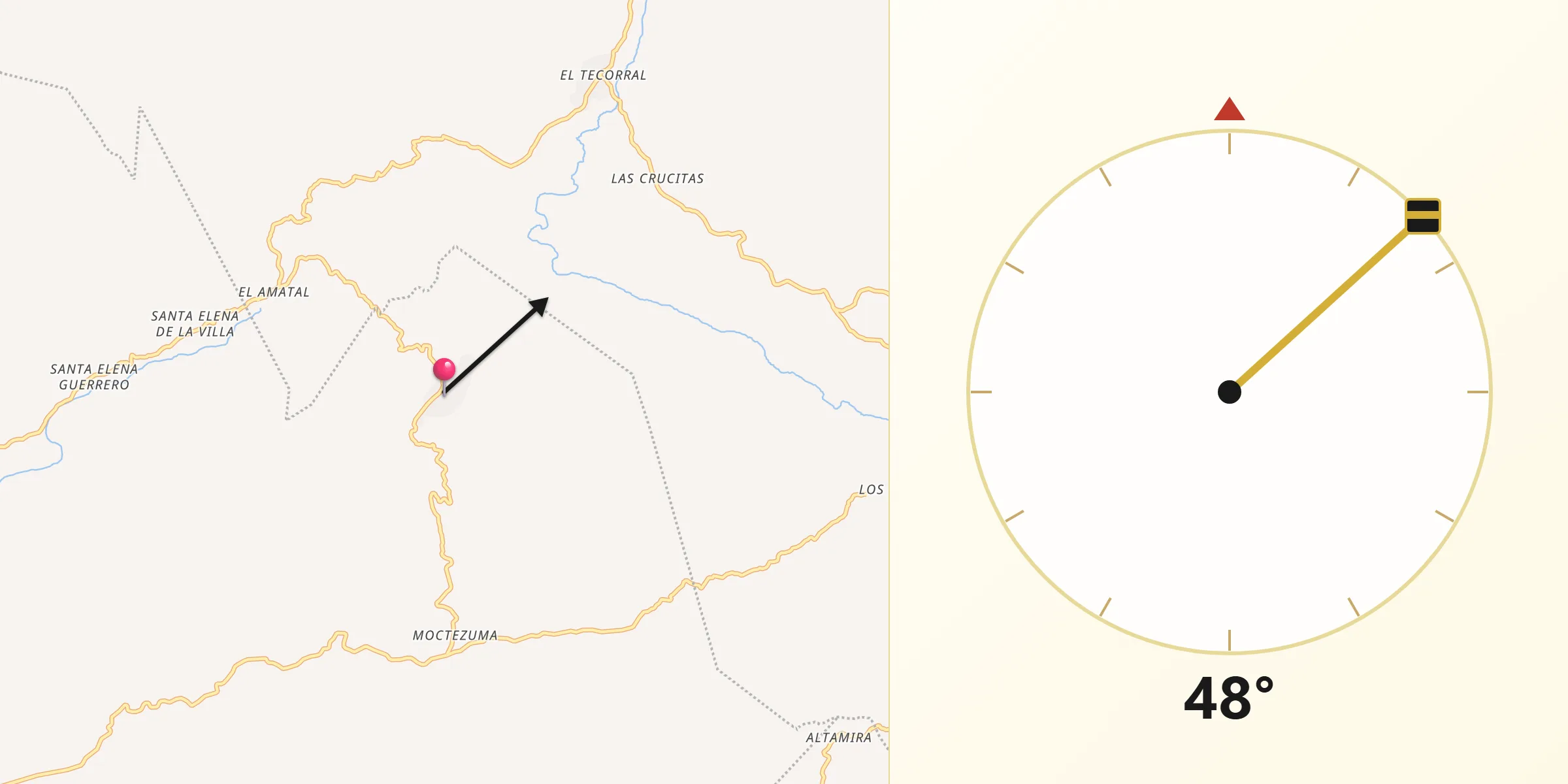 Dirección de la Qibla desde Rancho Viejo