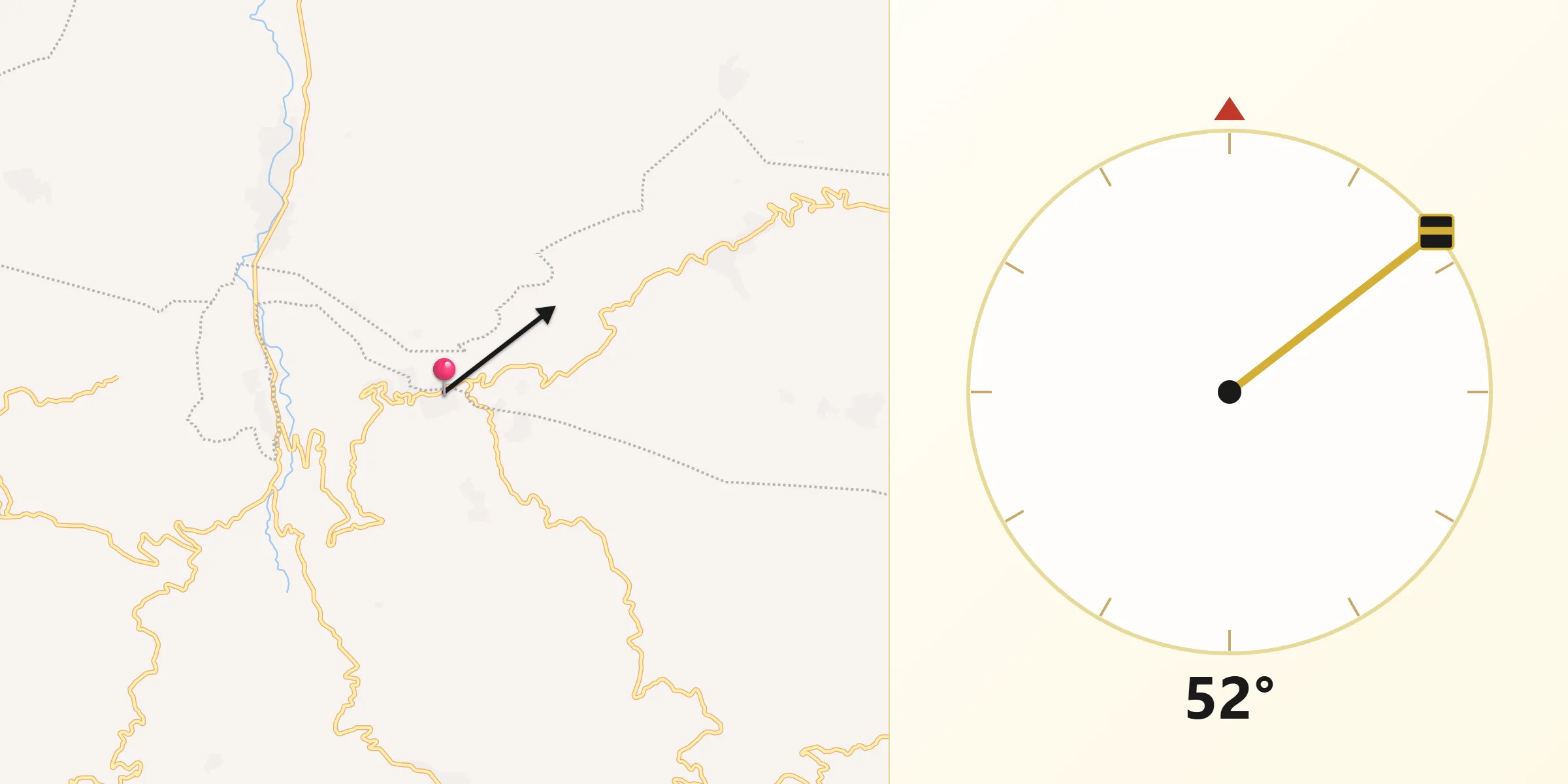 Dirección de la Qibla desde Chicumtantic