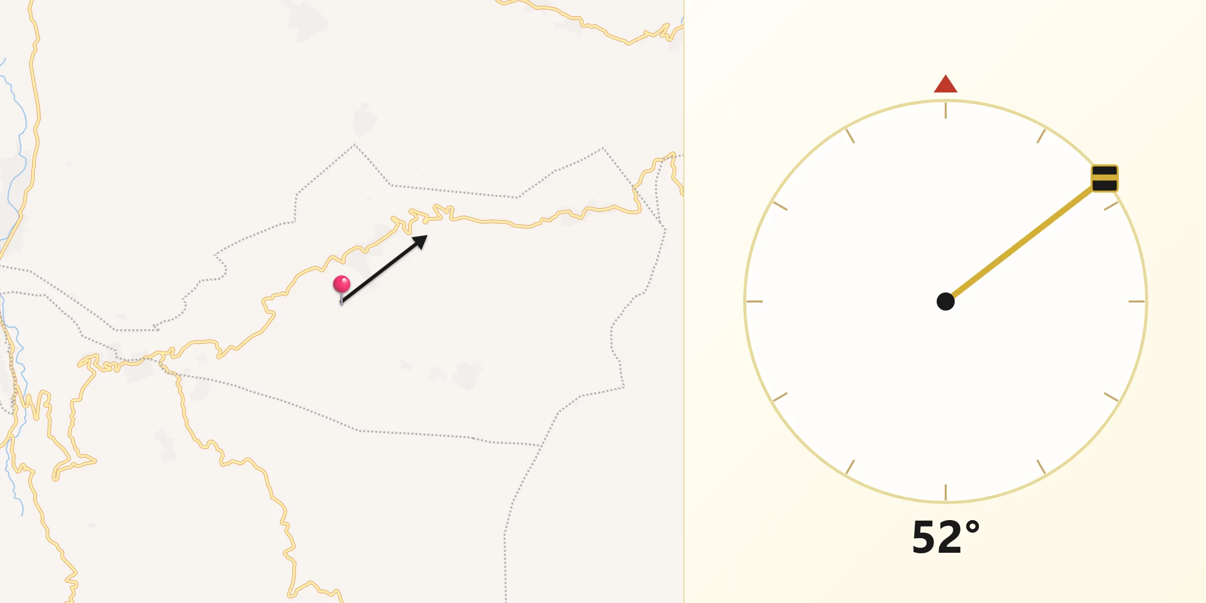 Dirección de la Qibla desde Mitontic
