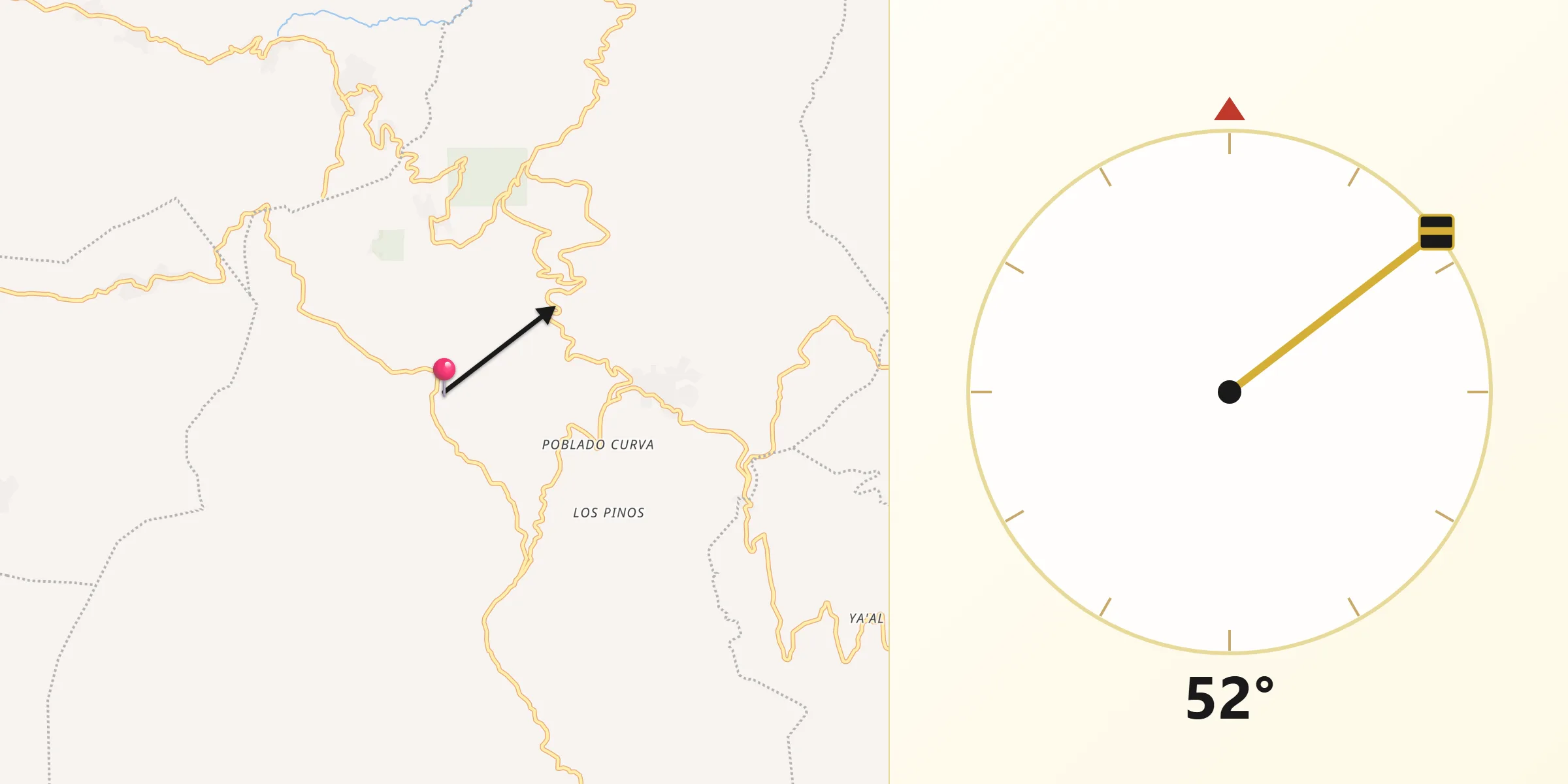 Dirección de la Qibla desde Chacoma