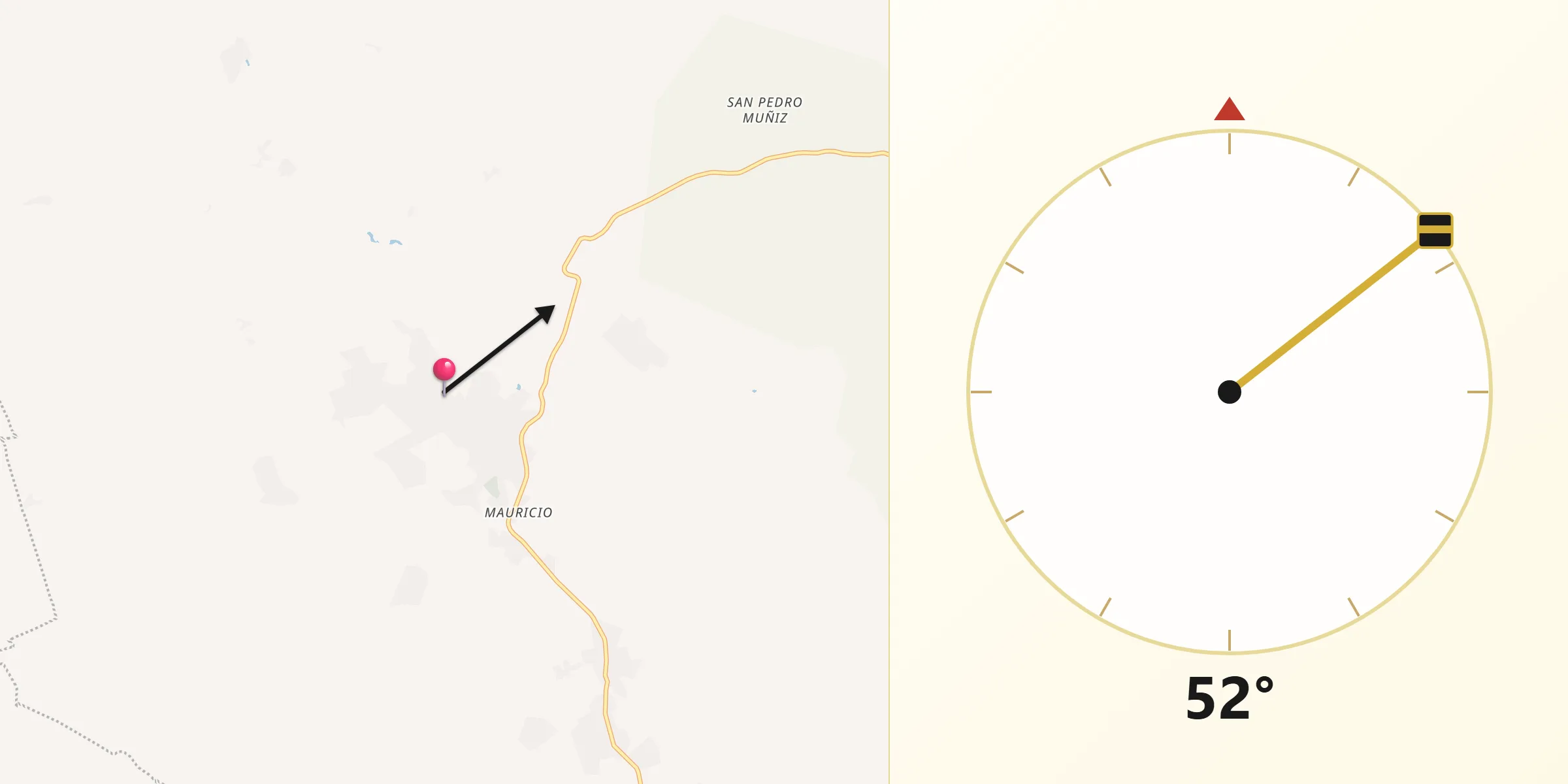 Dirección de la Qibla desde El Copalar