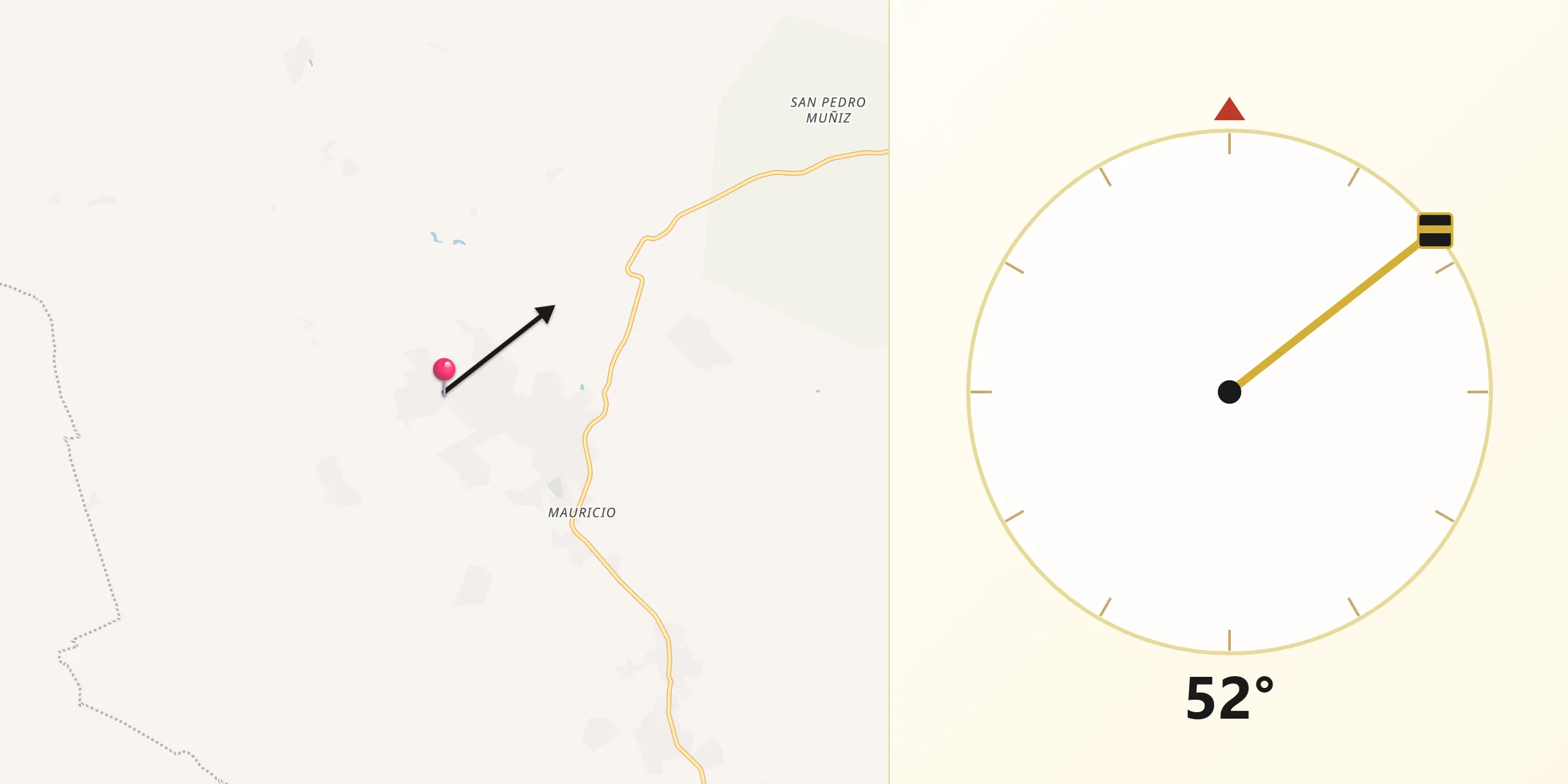 Dirección de la Qibla desde El Progreso