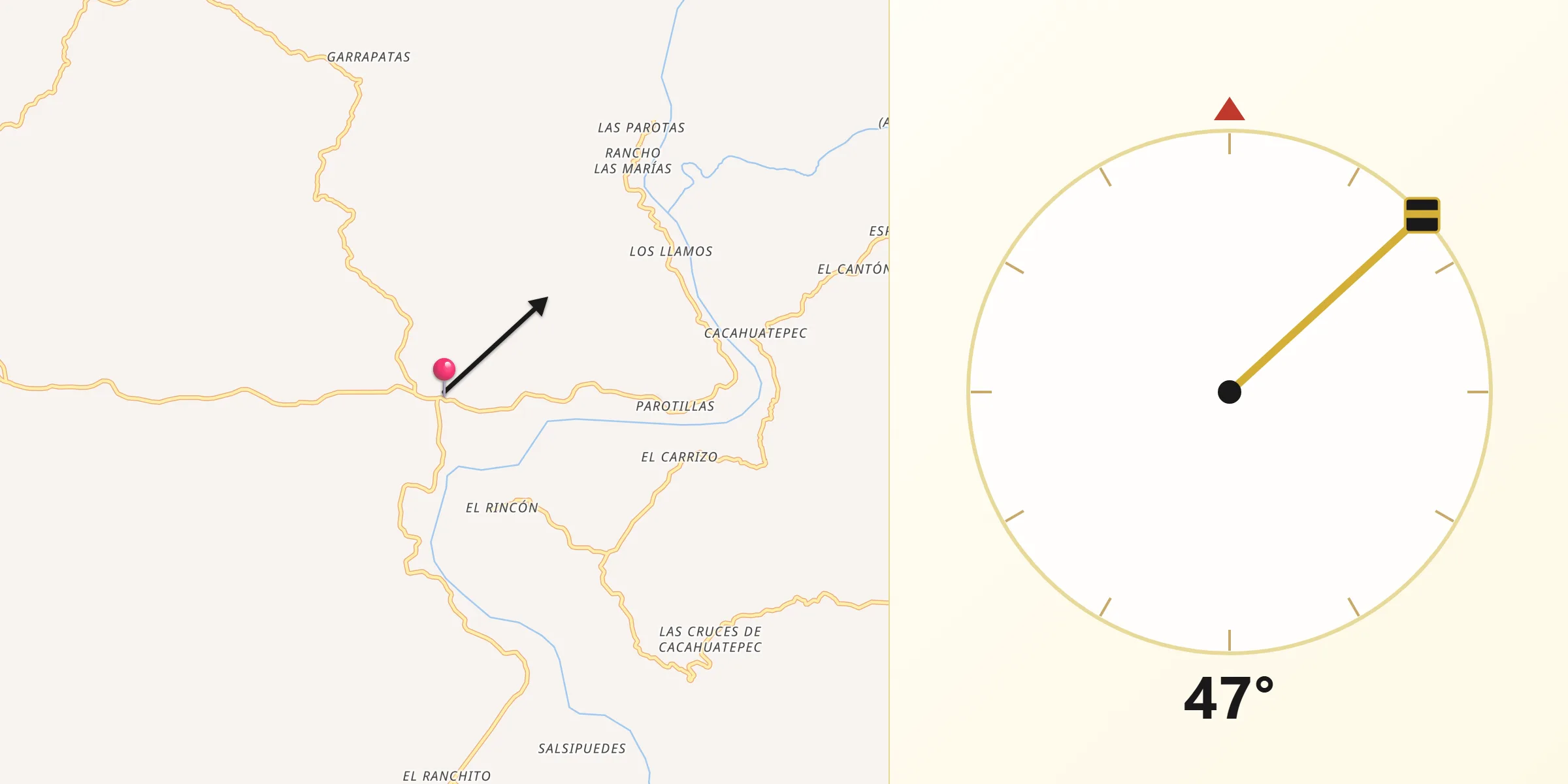 Dirección de la Qibla desde La Concepción