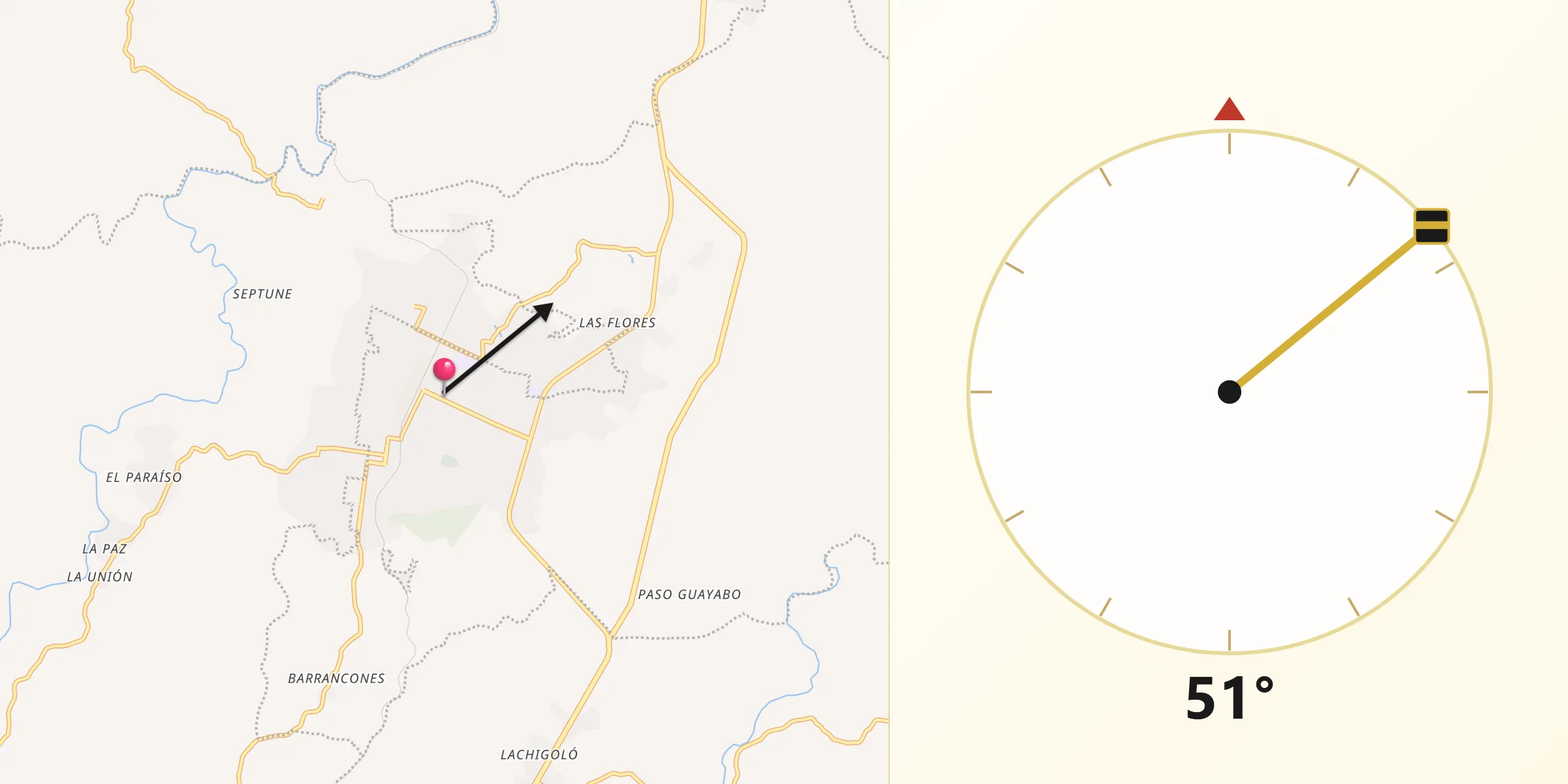 Dirección de la Qibla desde Matías Romero