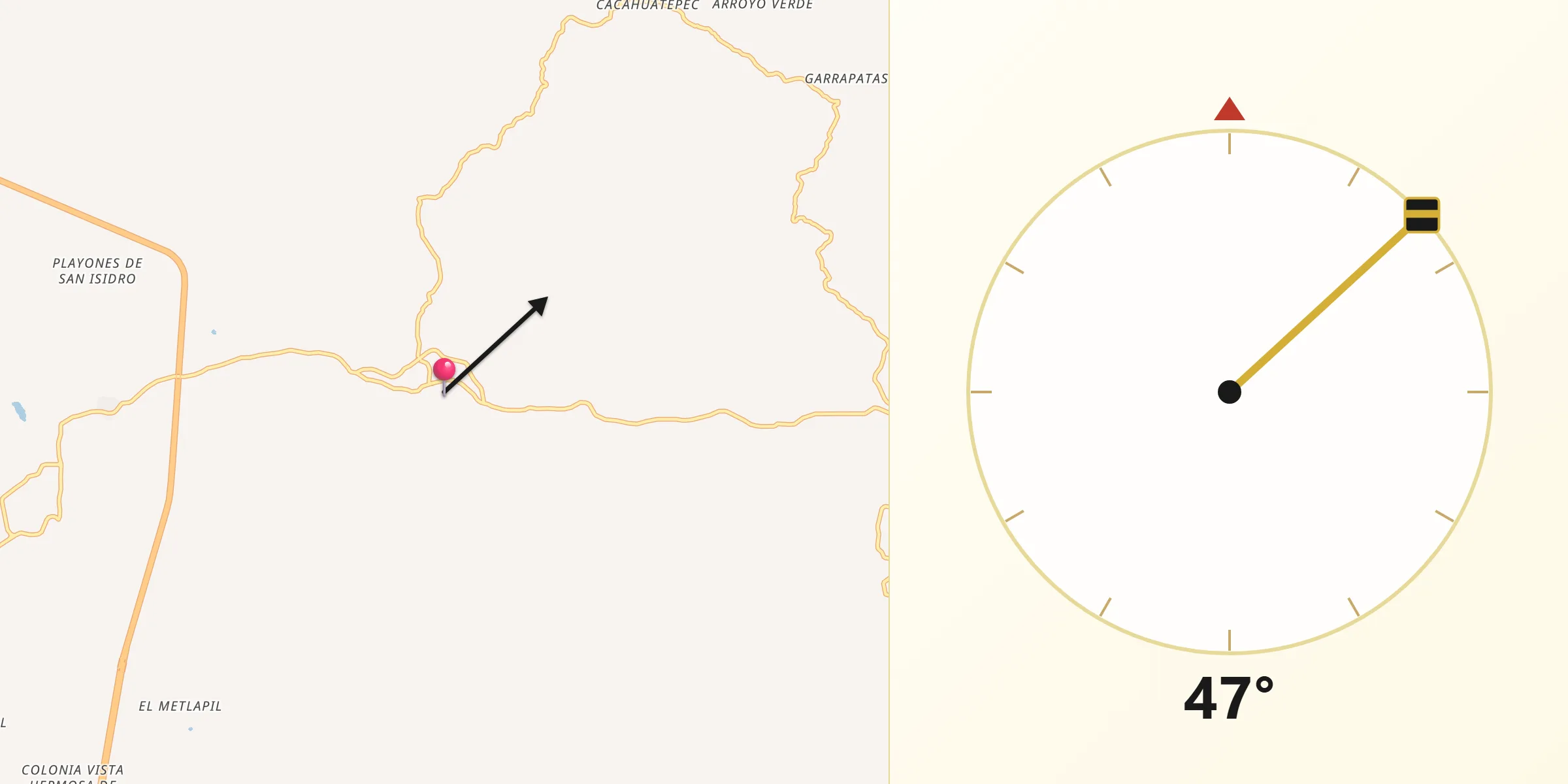 Dirección de la Qibla desde San Isidro Gallinero (El Gallinero)