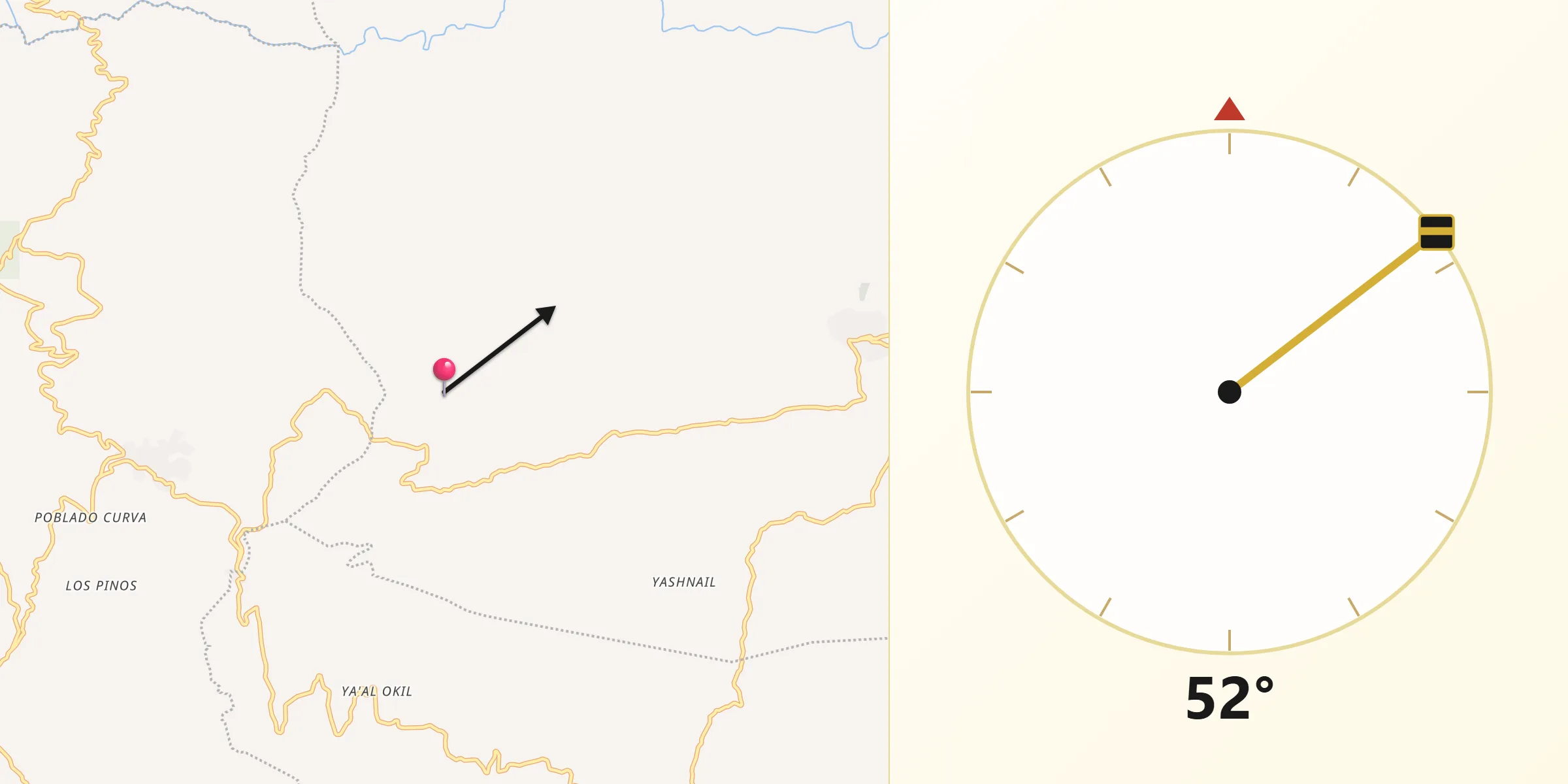 Dirección de la Qibla desde Chiloljá