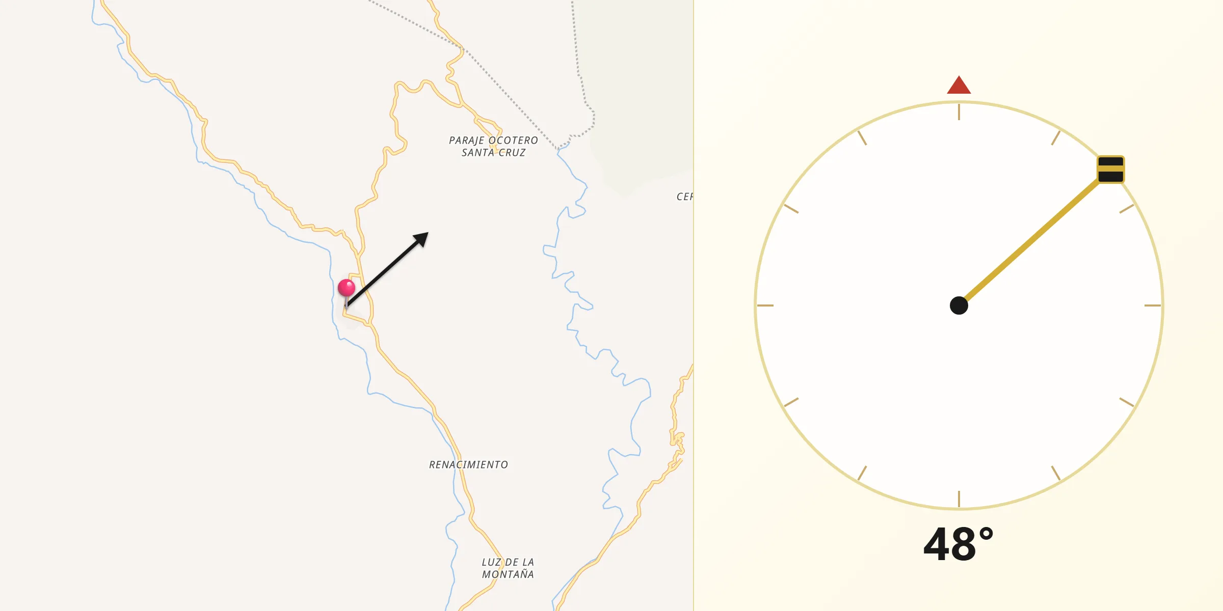 Dirección de la Qibla desde Horcasitas