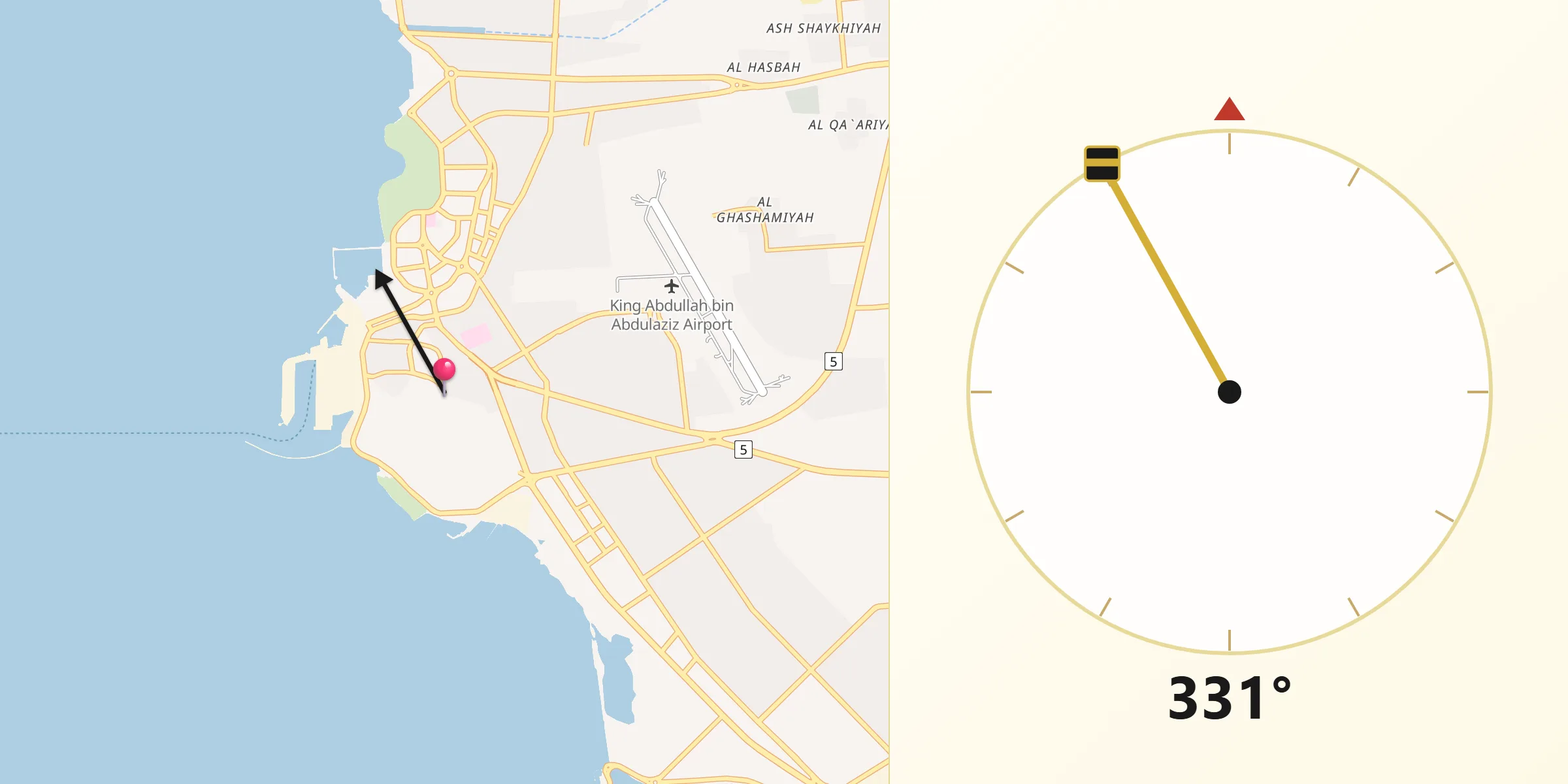 اتجاه القبلة من جازان